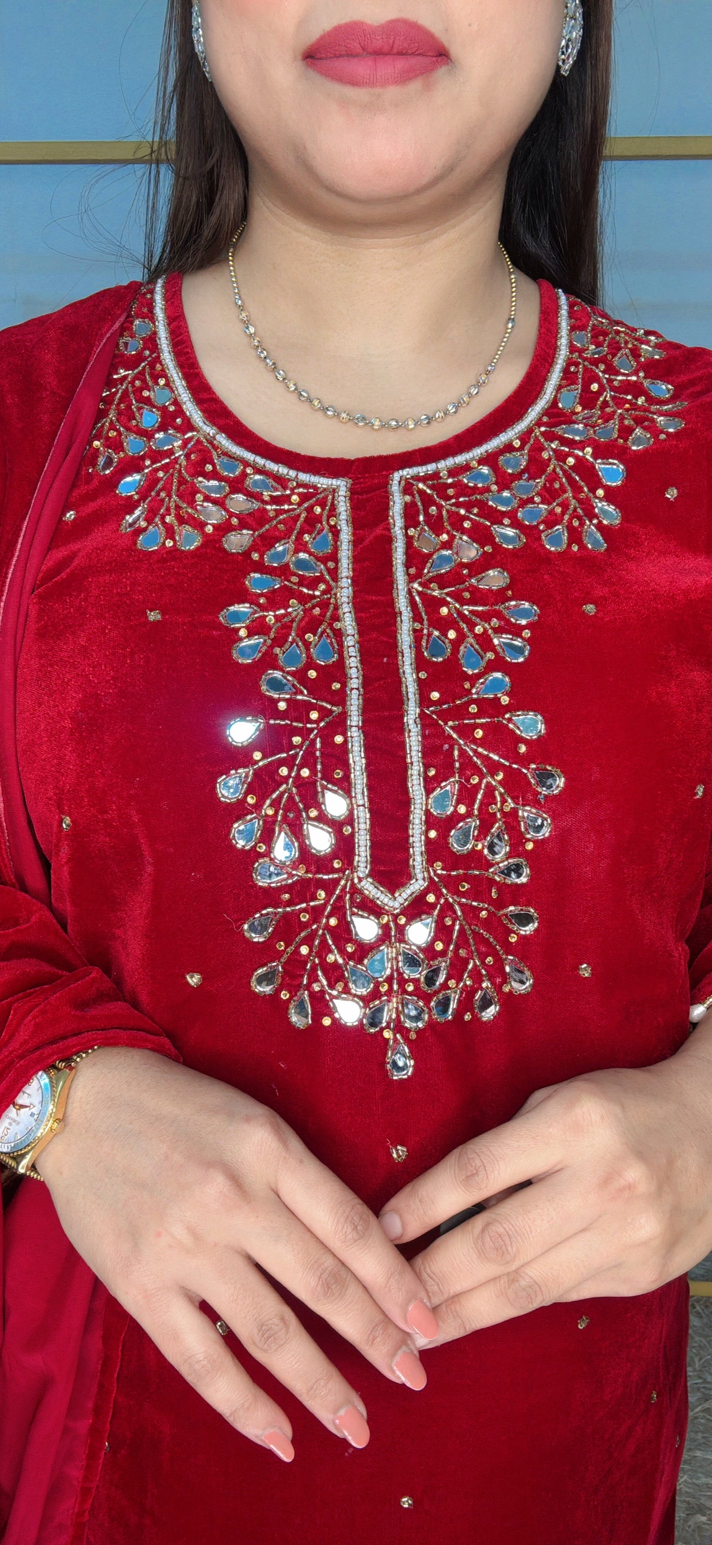 Mirror Work Velvet 3pcs Suit