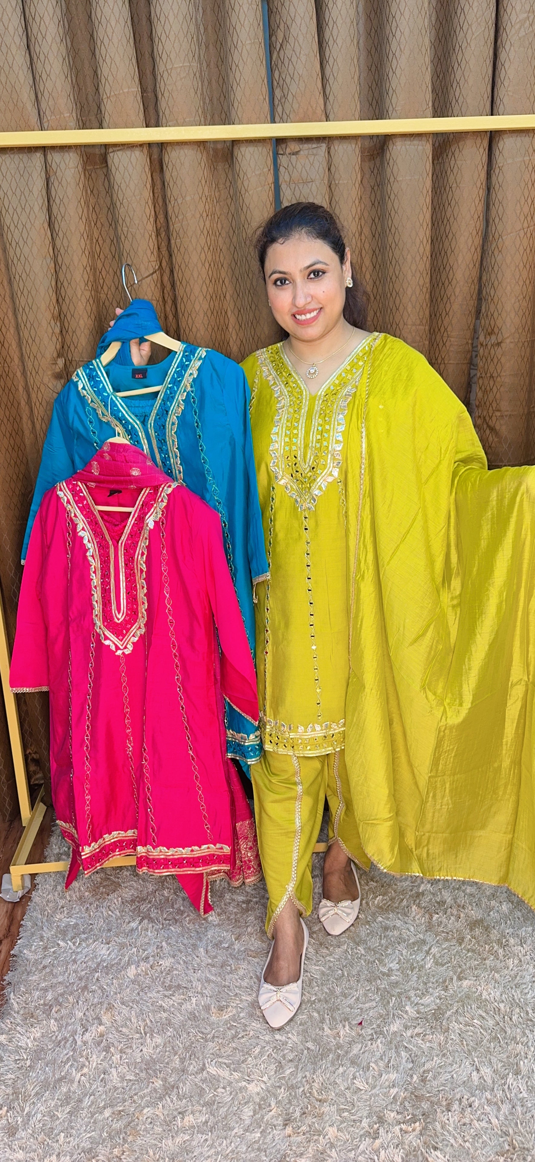 Real Mirror And Zari Work Peplum Style Suit Set With Dhoti