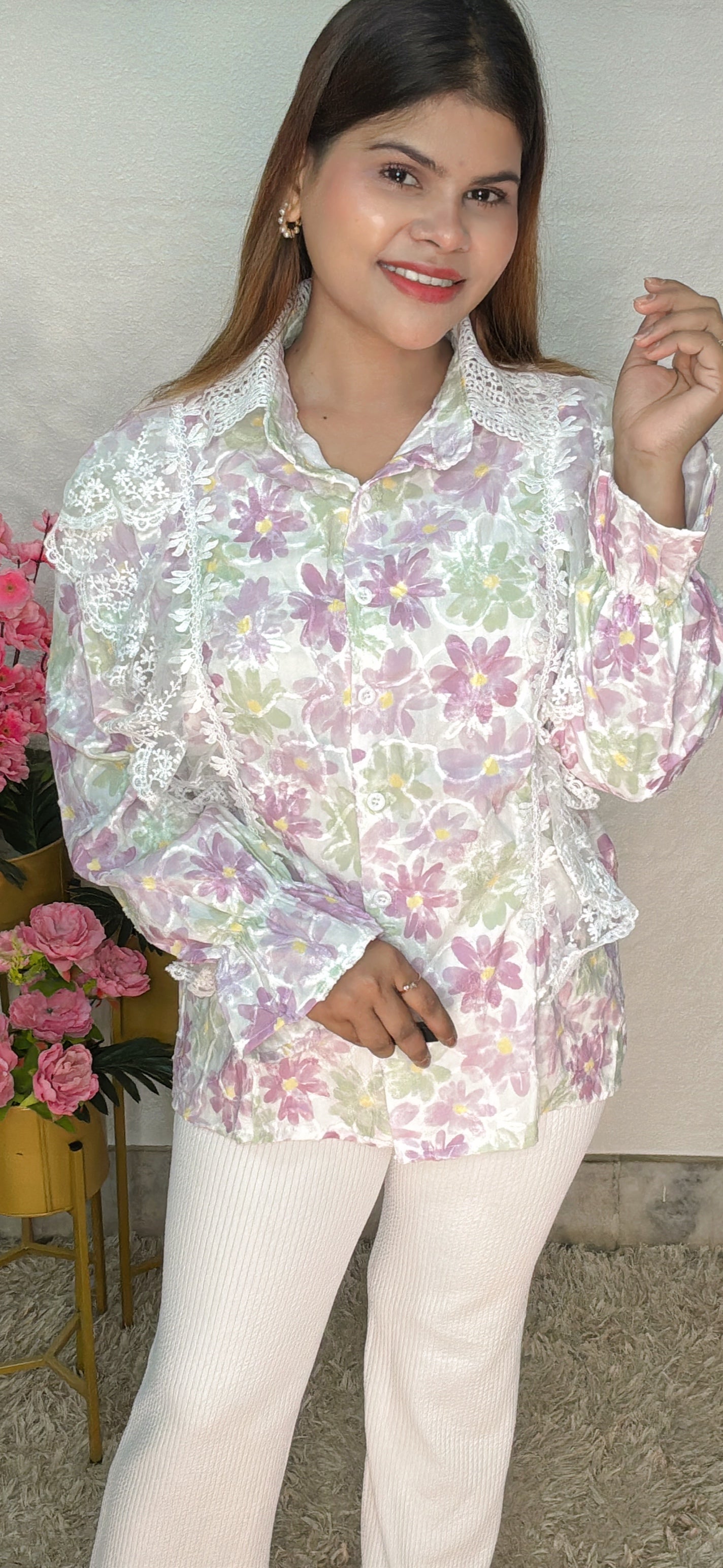 Pastel Bloom Lace Shirt