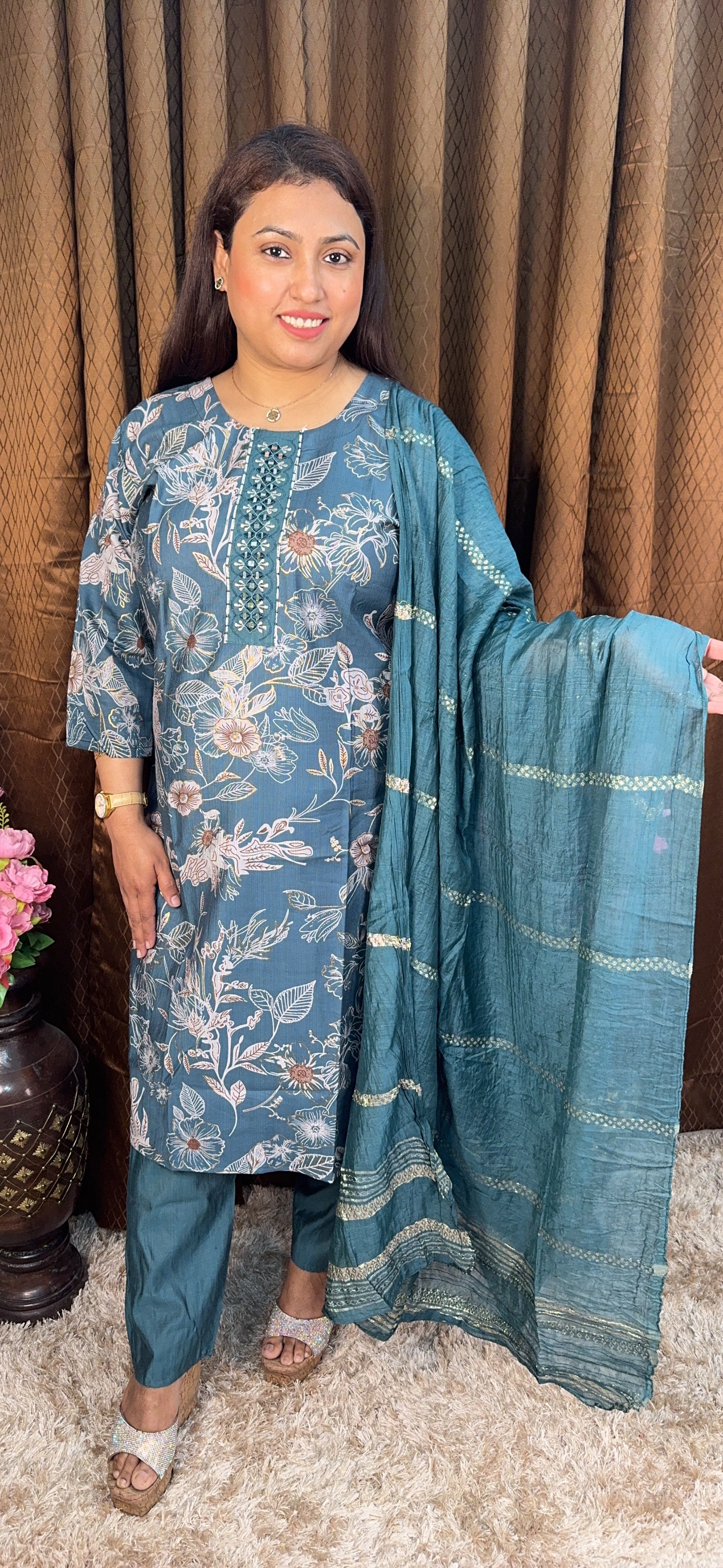 Round Neck Digital Printed Suit Set