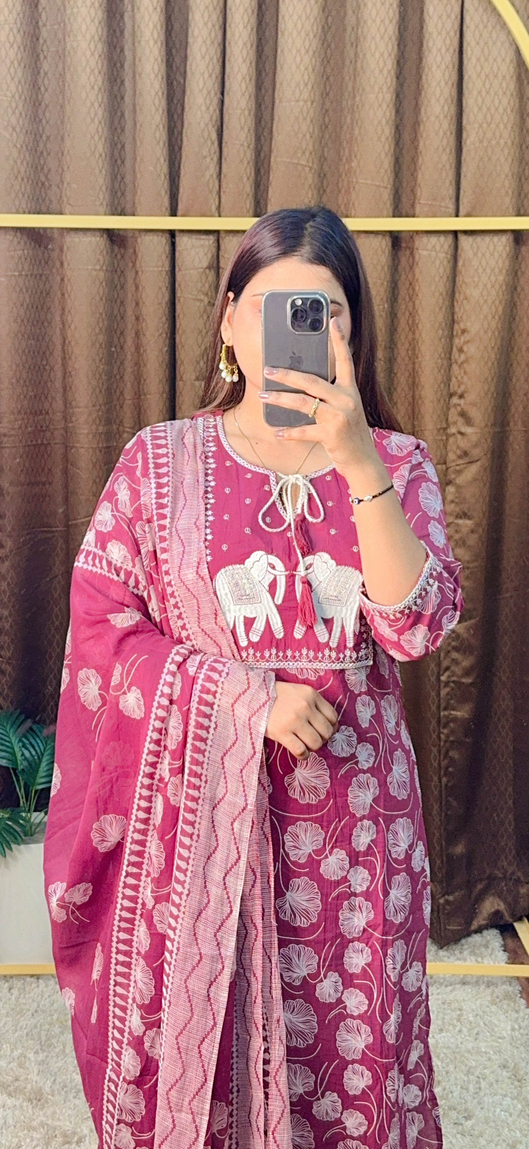 Haathi Pach Work Pure Cotton Digital Printed Suit Set With Dupatta