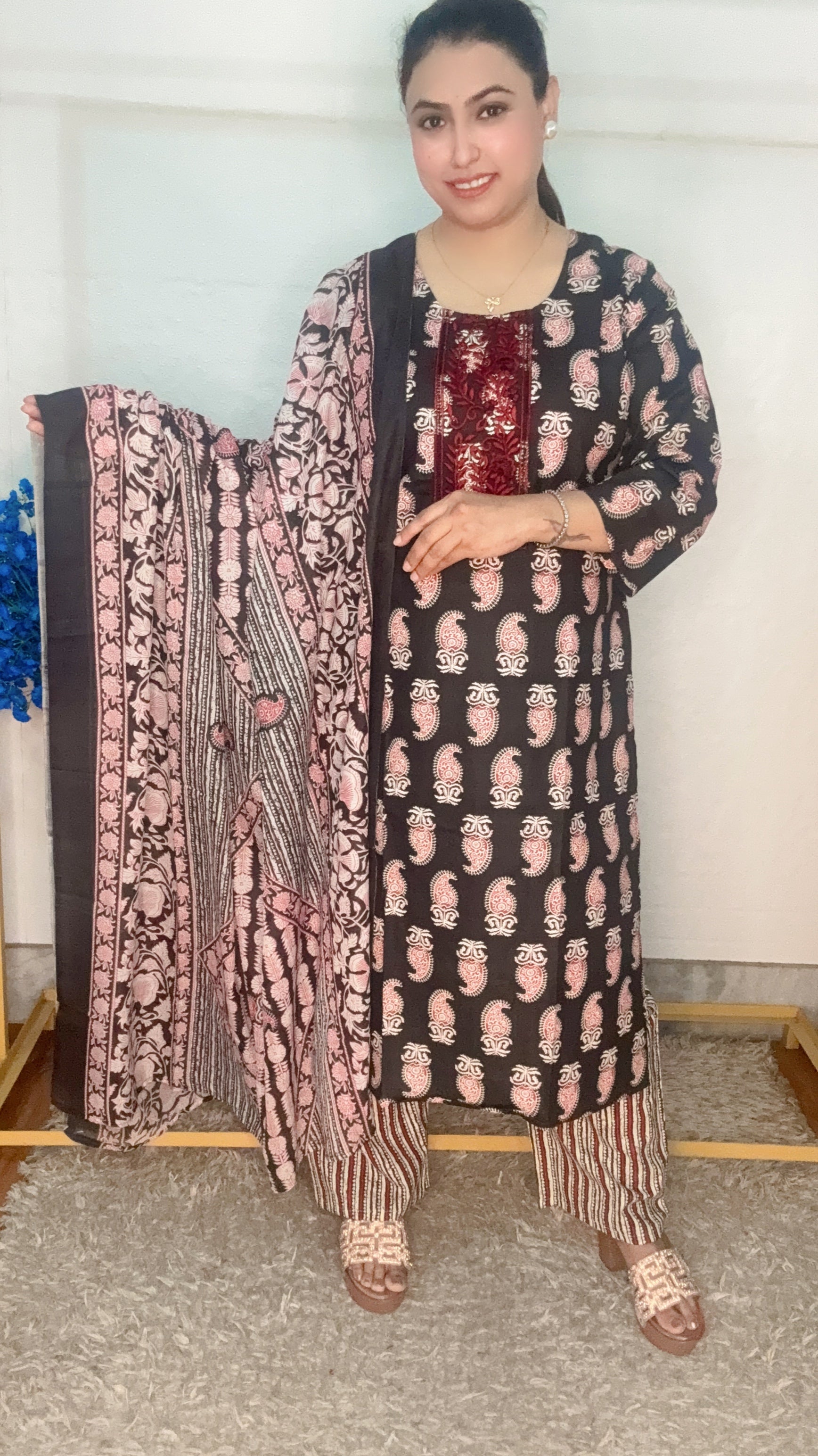 Ambi digital printed pure cotton suit set