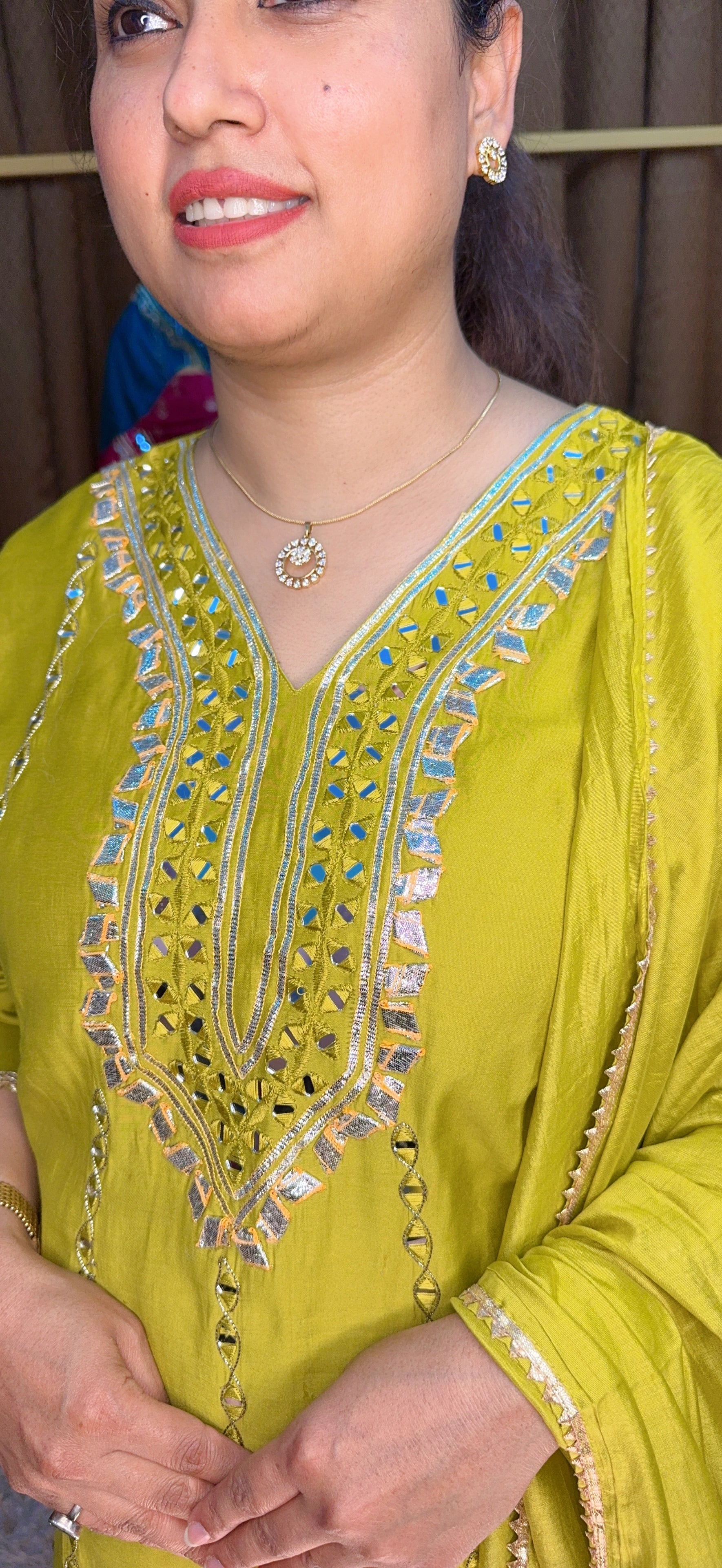 Real Mirror And Zari Work Peplum Style Suit Set With Dhoti