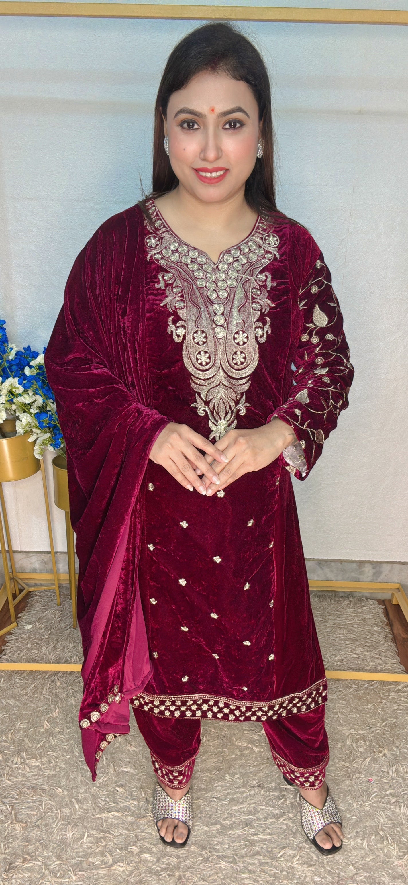 Velvet Machine Work Embroidery