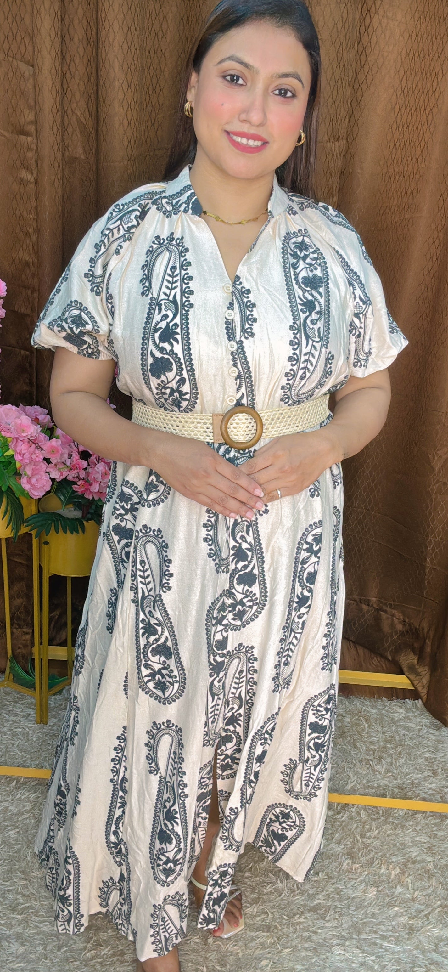 Rubber print long dress