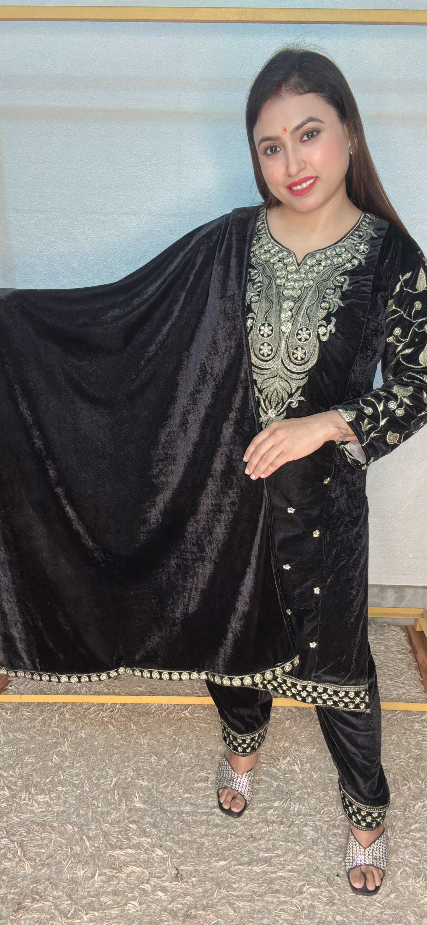 Velvet Machine Work Embroidery