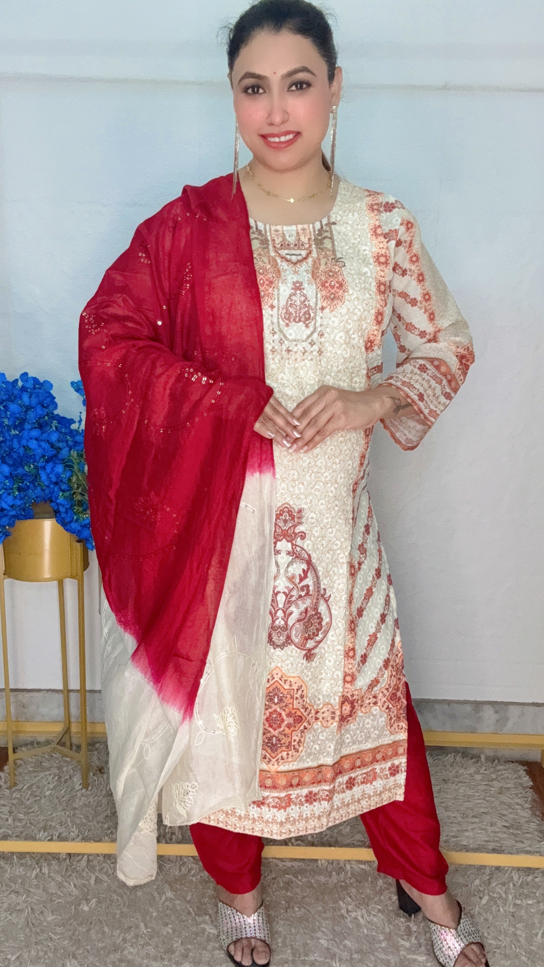 Cream colour beautiful 3pcs Suit