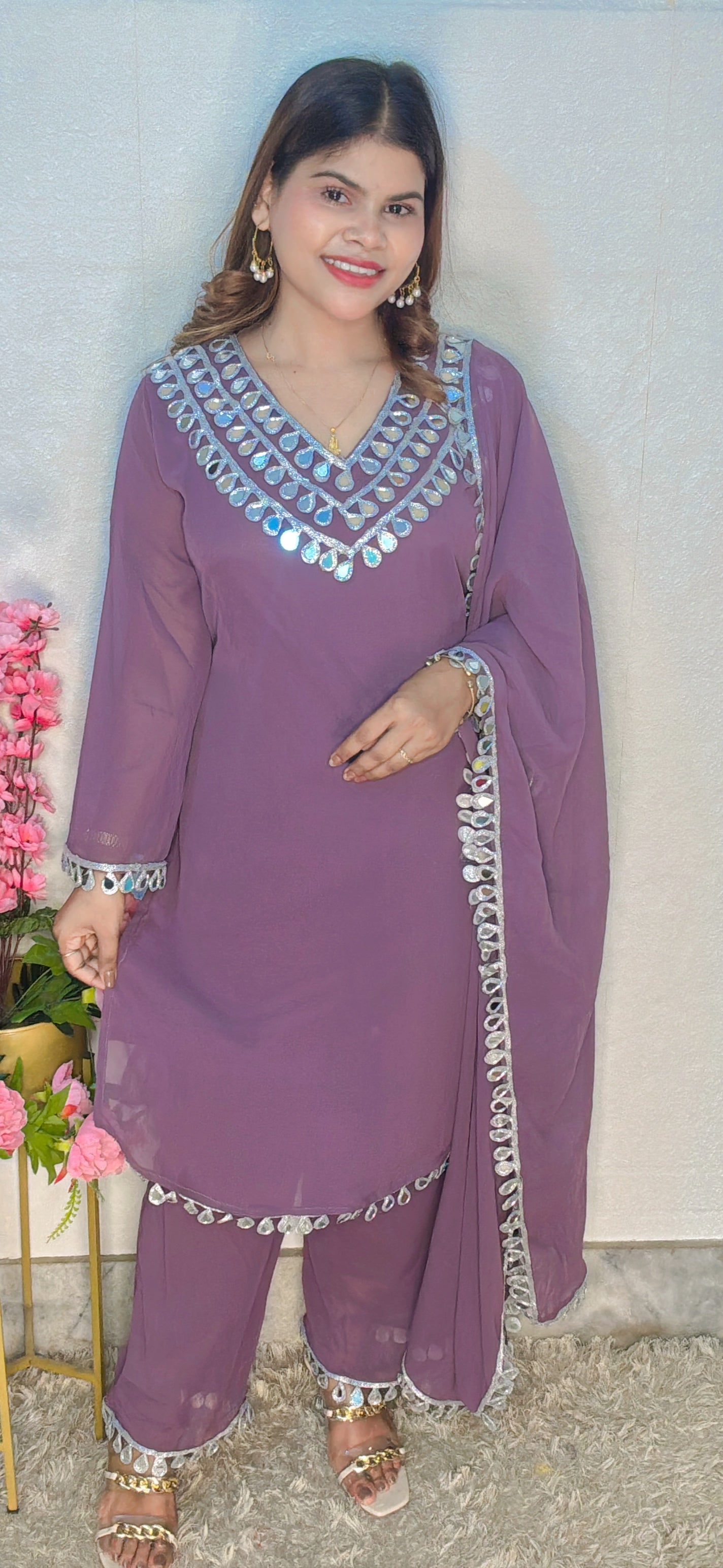 Mirror Work Georgette Suit Set