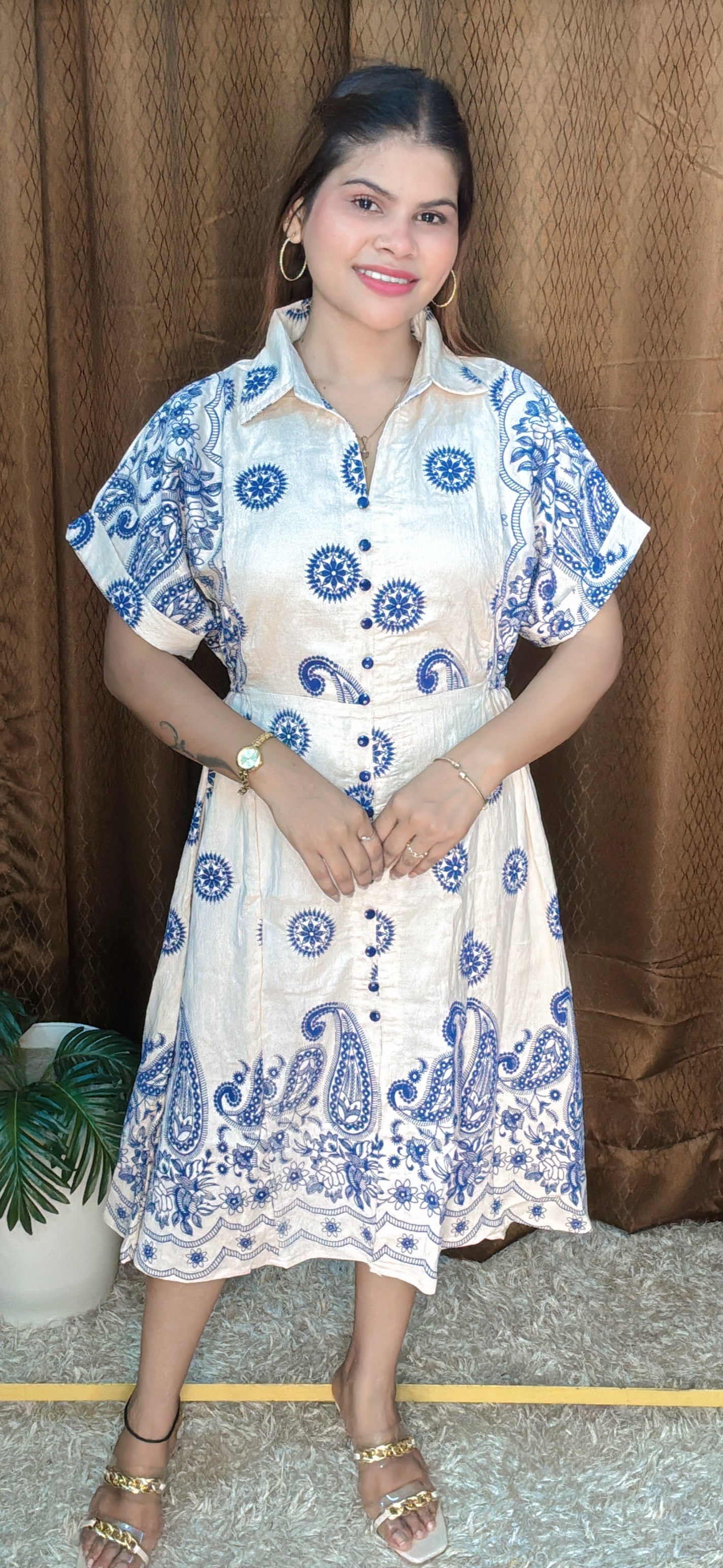 Elegant Summer Friendly Paisley Print A-Line Dress