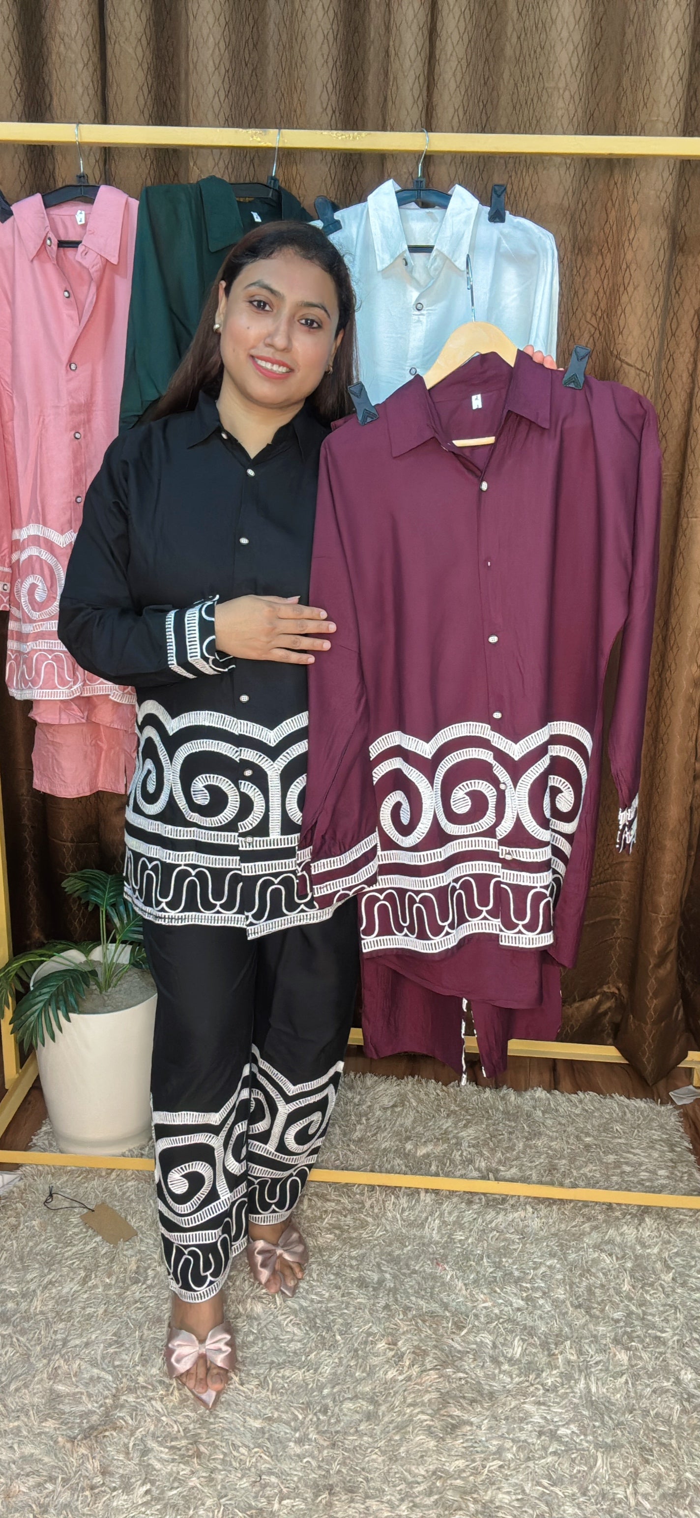 Aari White Thread Work Cord Set