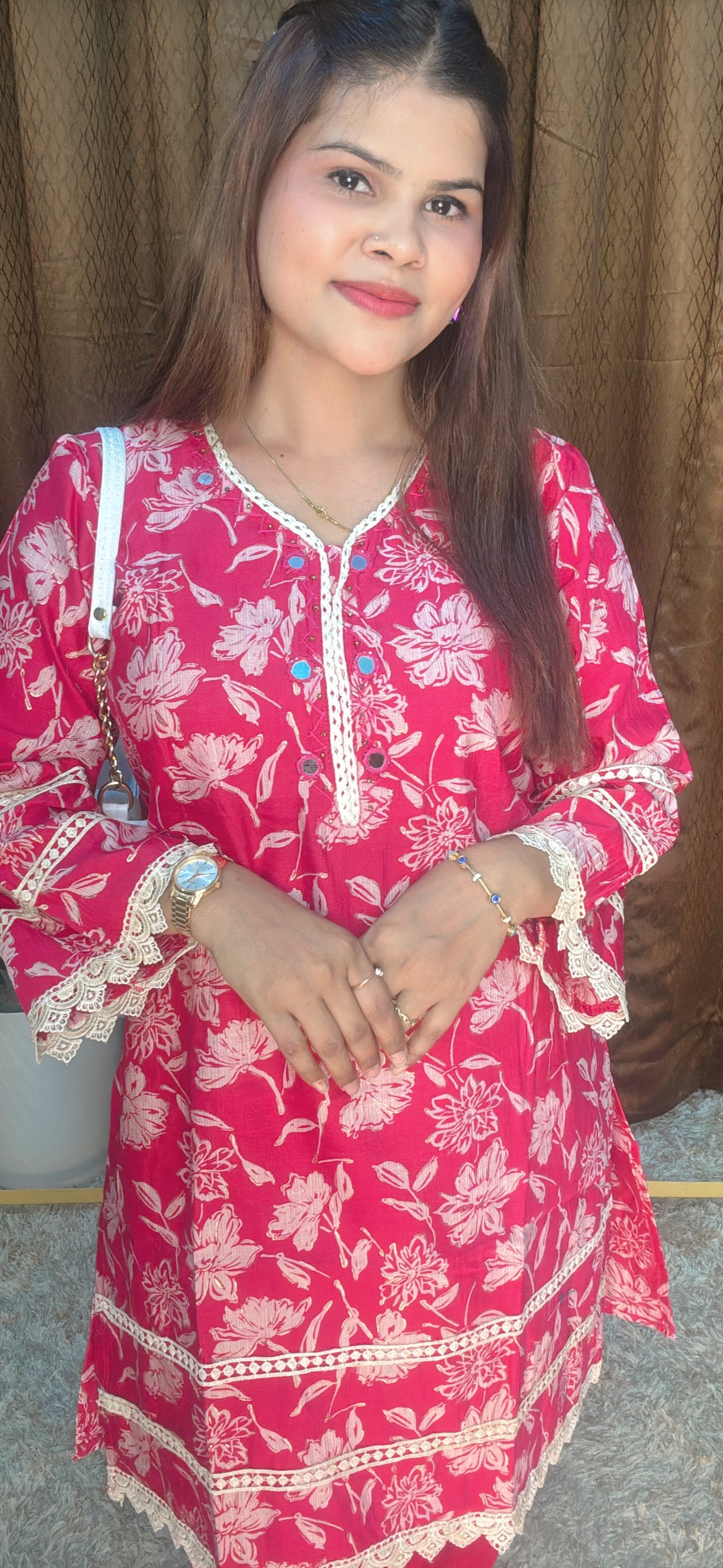 Digital Floral Printed Cord Set With Tulip Dhoti