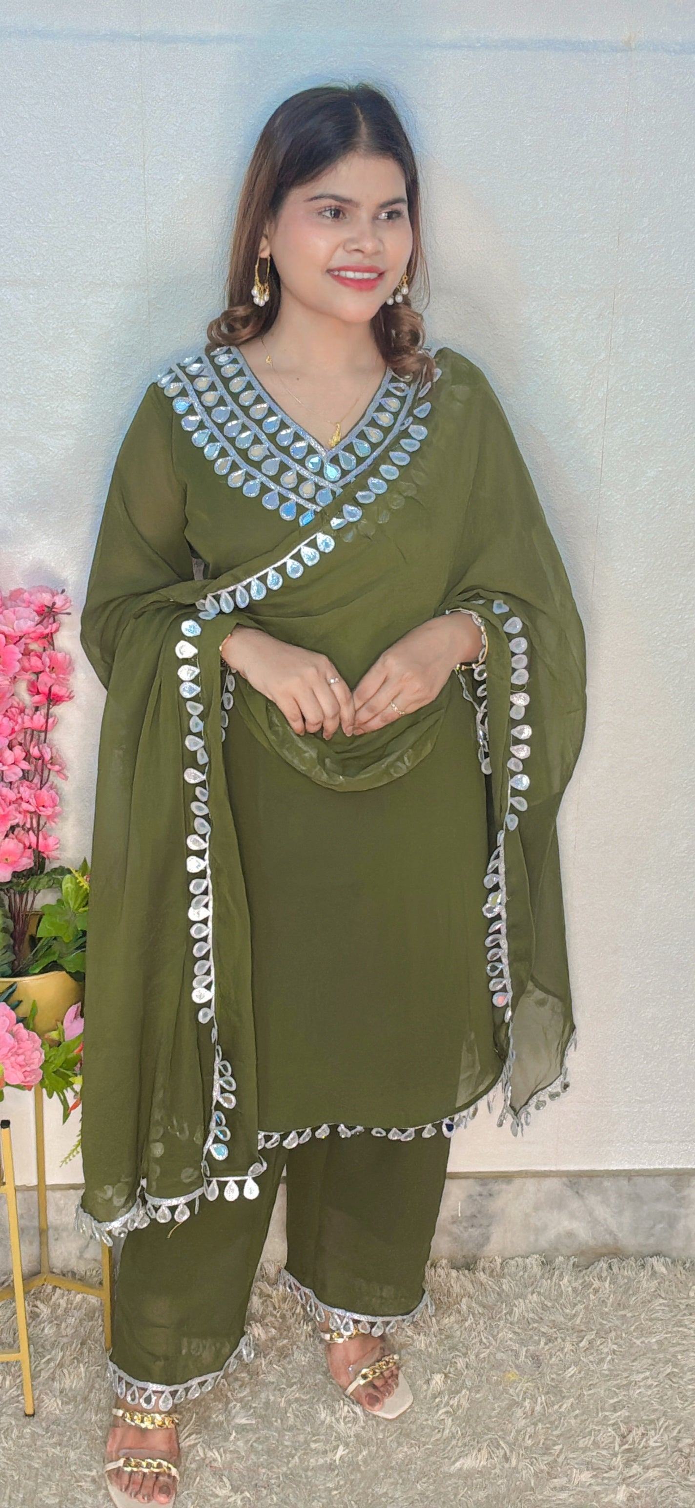Mirror Work Georgette Suit Set