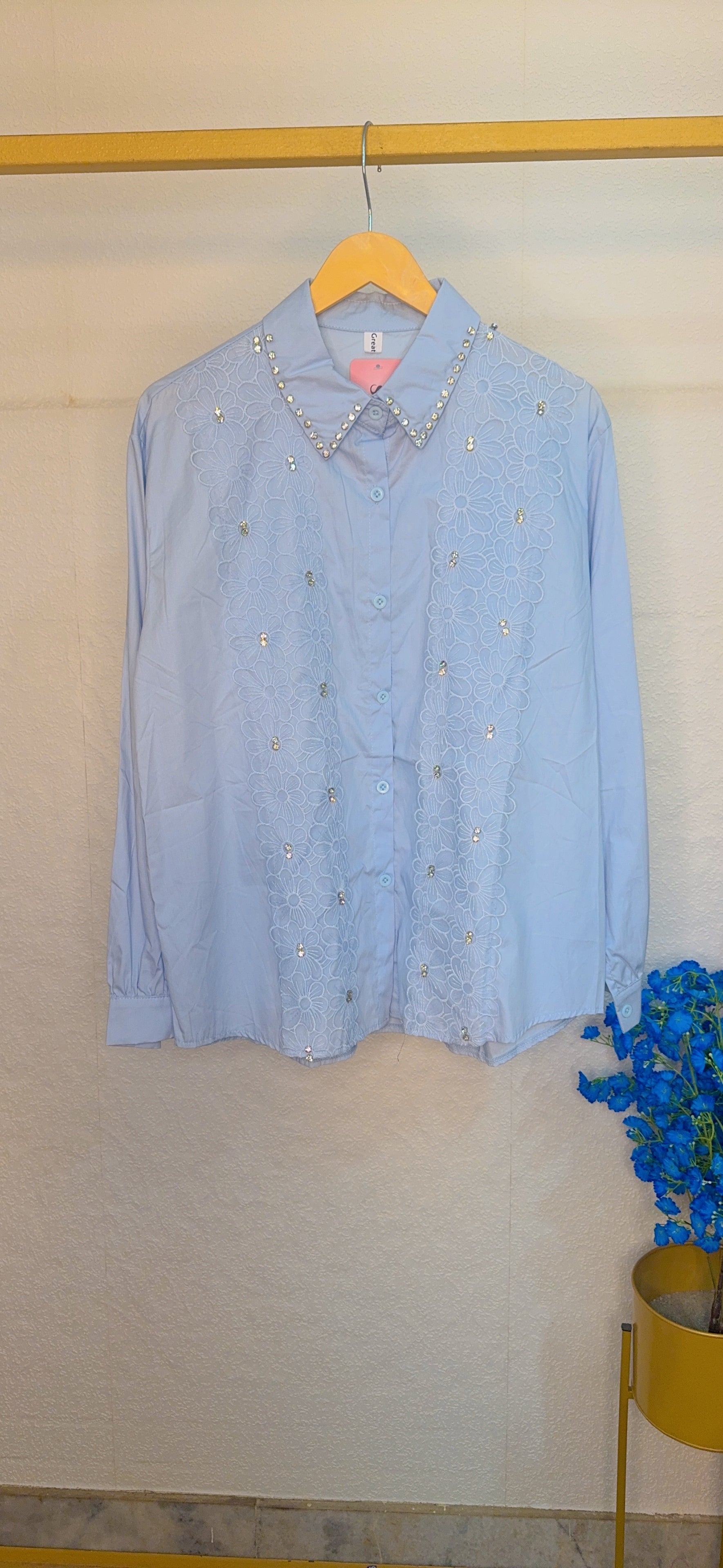 Lace Design With Stud Work Cotton Shirts