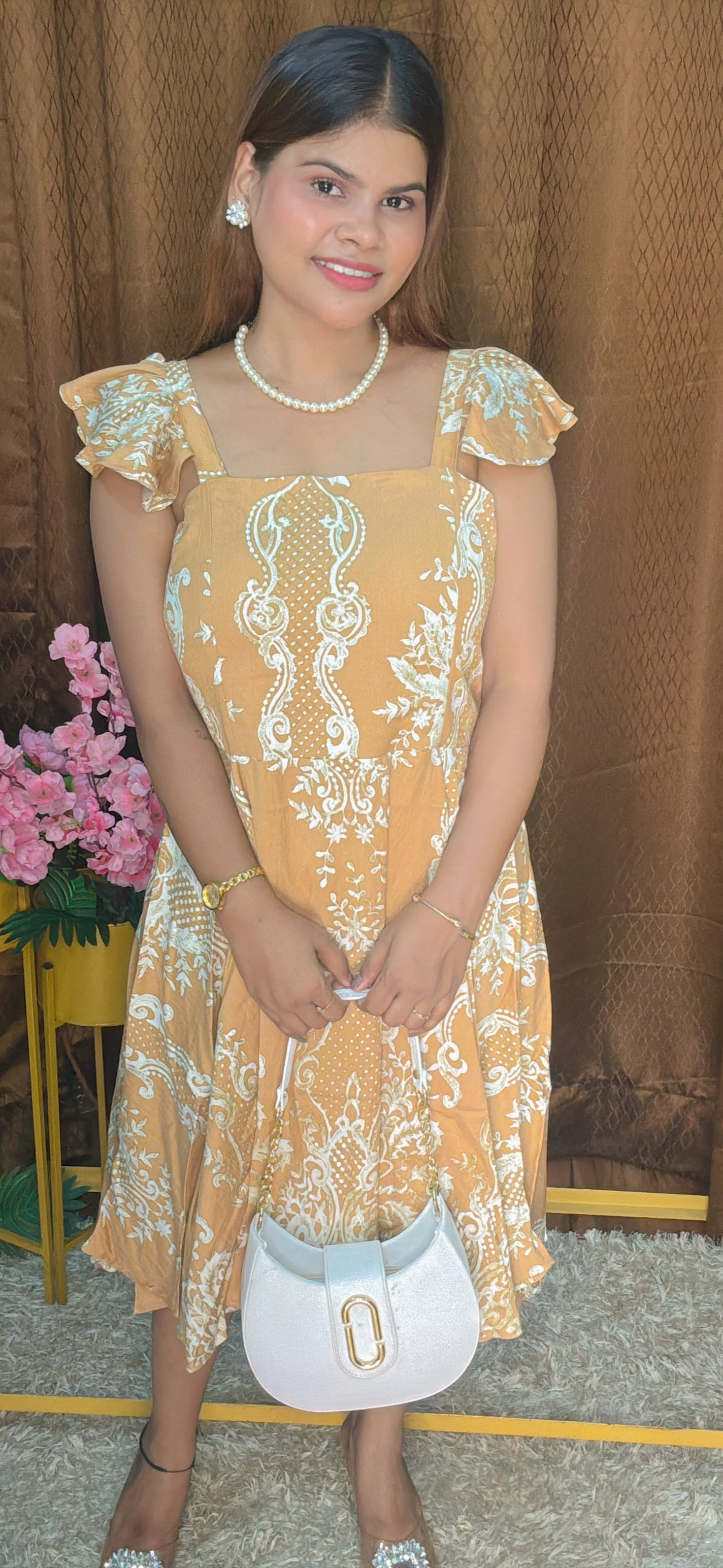 Emerald Grace Printed Flare Dress