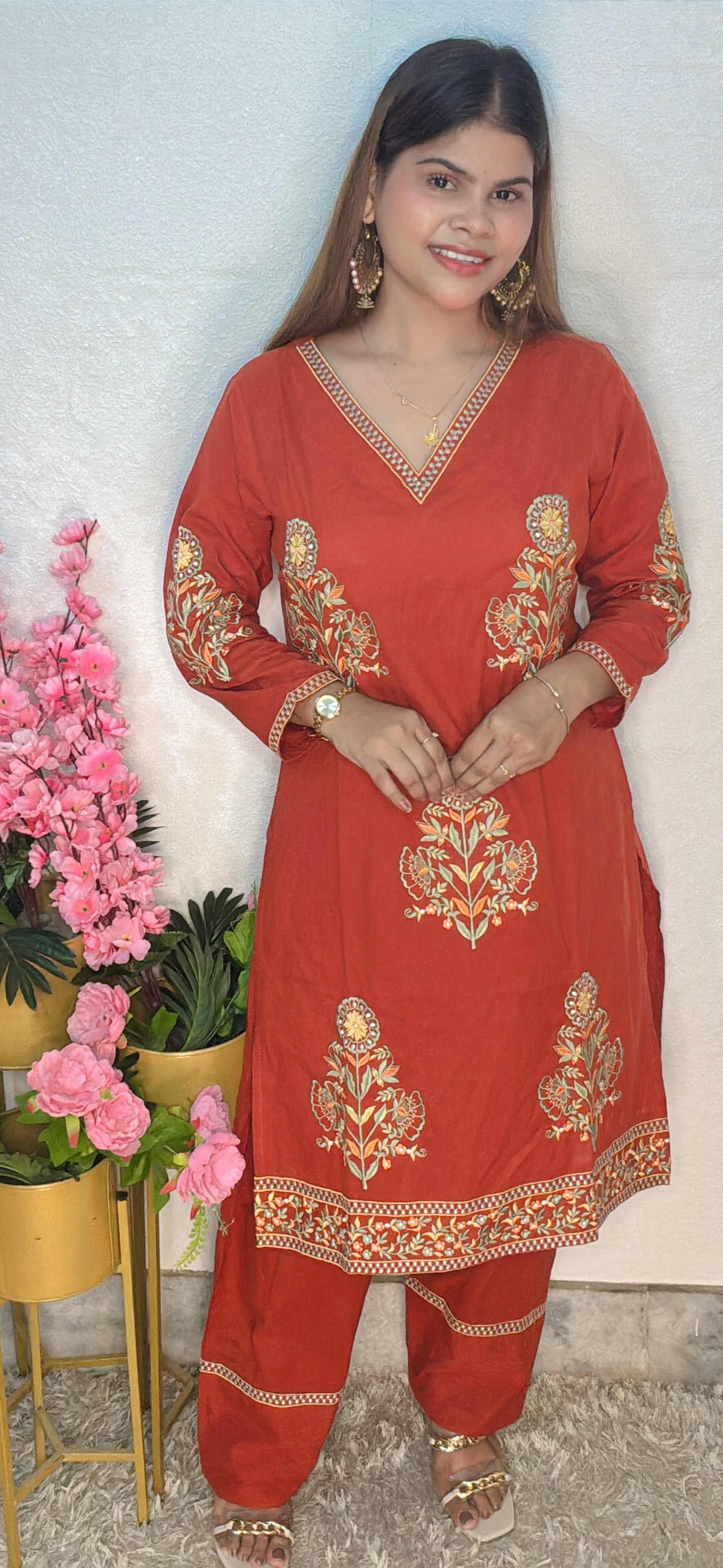 Elegant Embroidered Cotton Salwar Suit with Dupatta