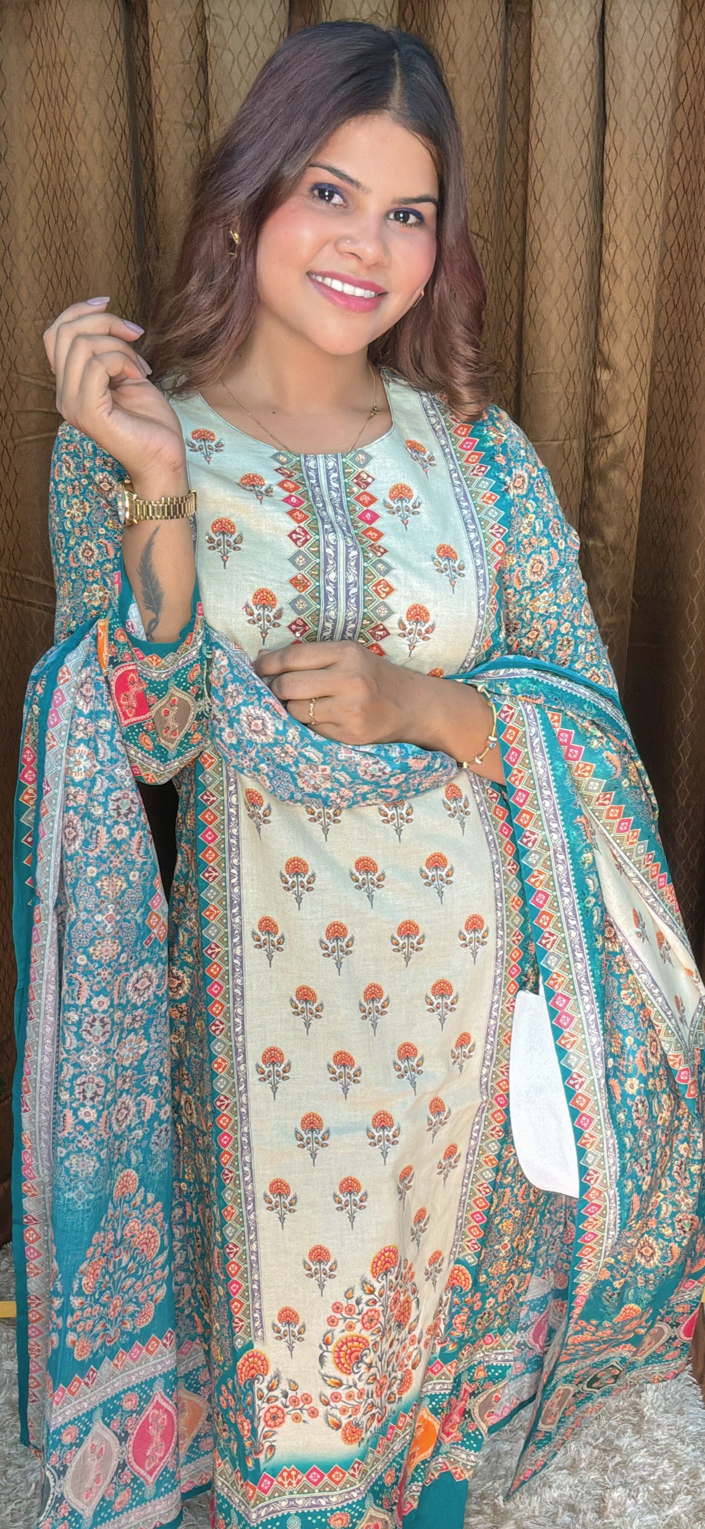 Digital Printed Pure Cotton Suit Set With Dupatta