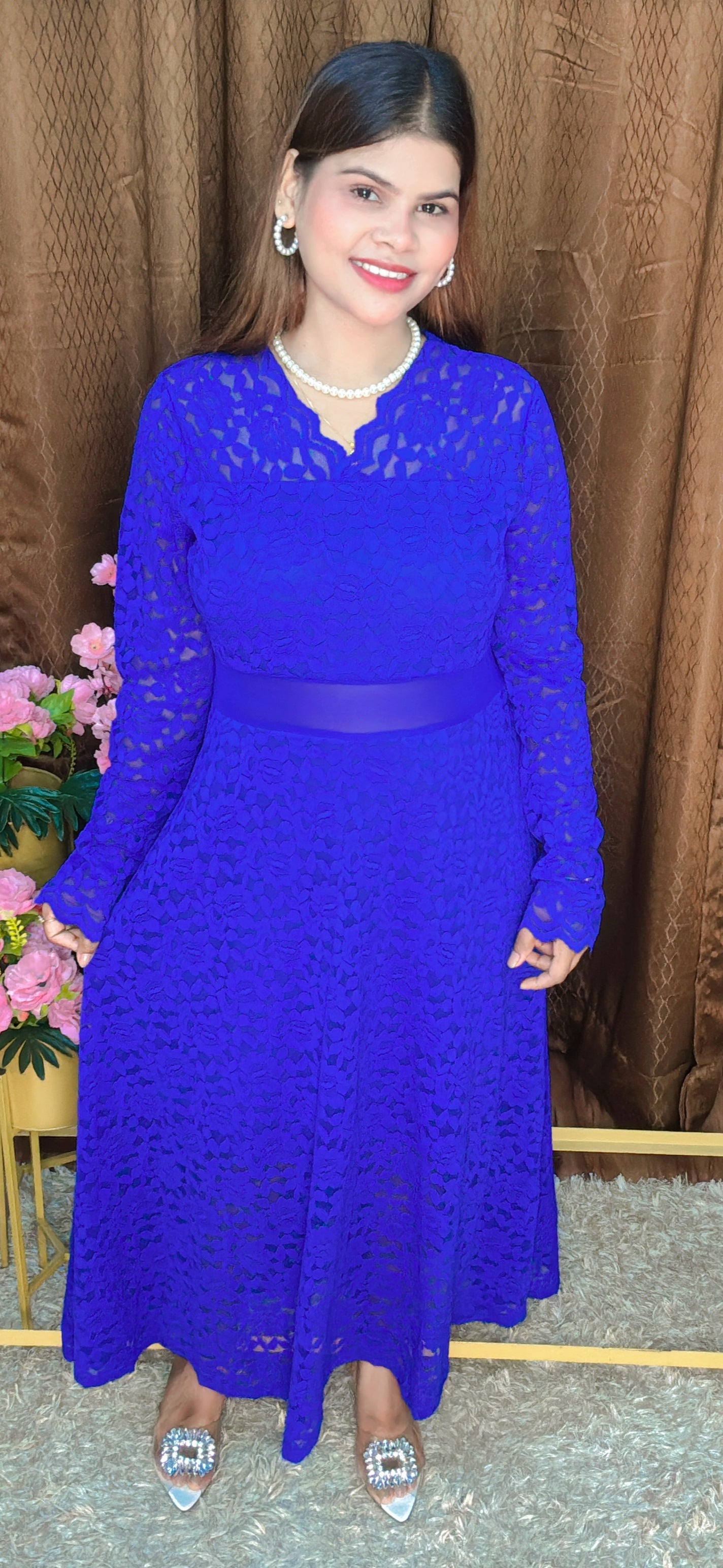 Lace Bloom full length Dress
