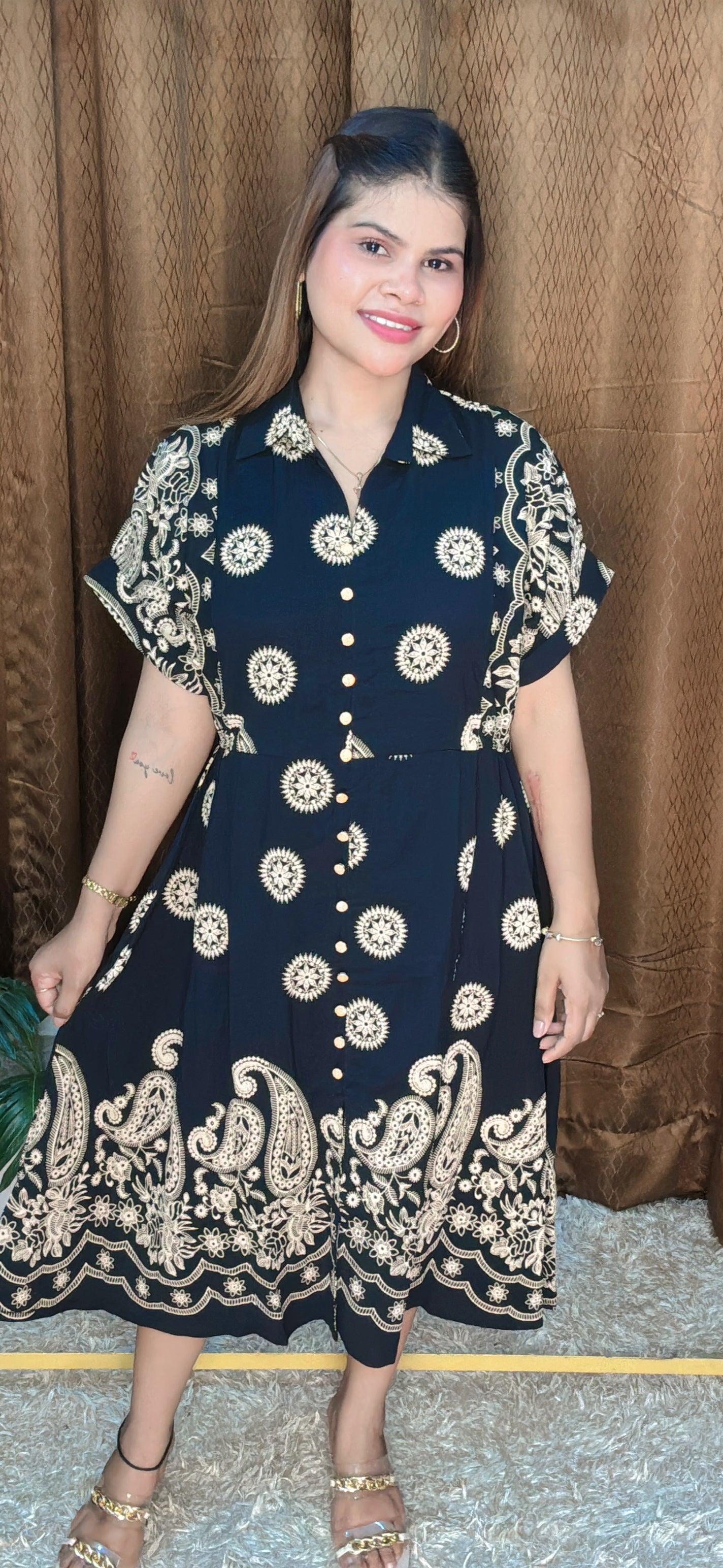 Elegant Summer Friendly Paisley Print A-Line Dress