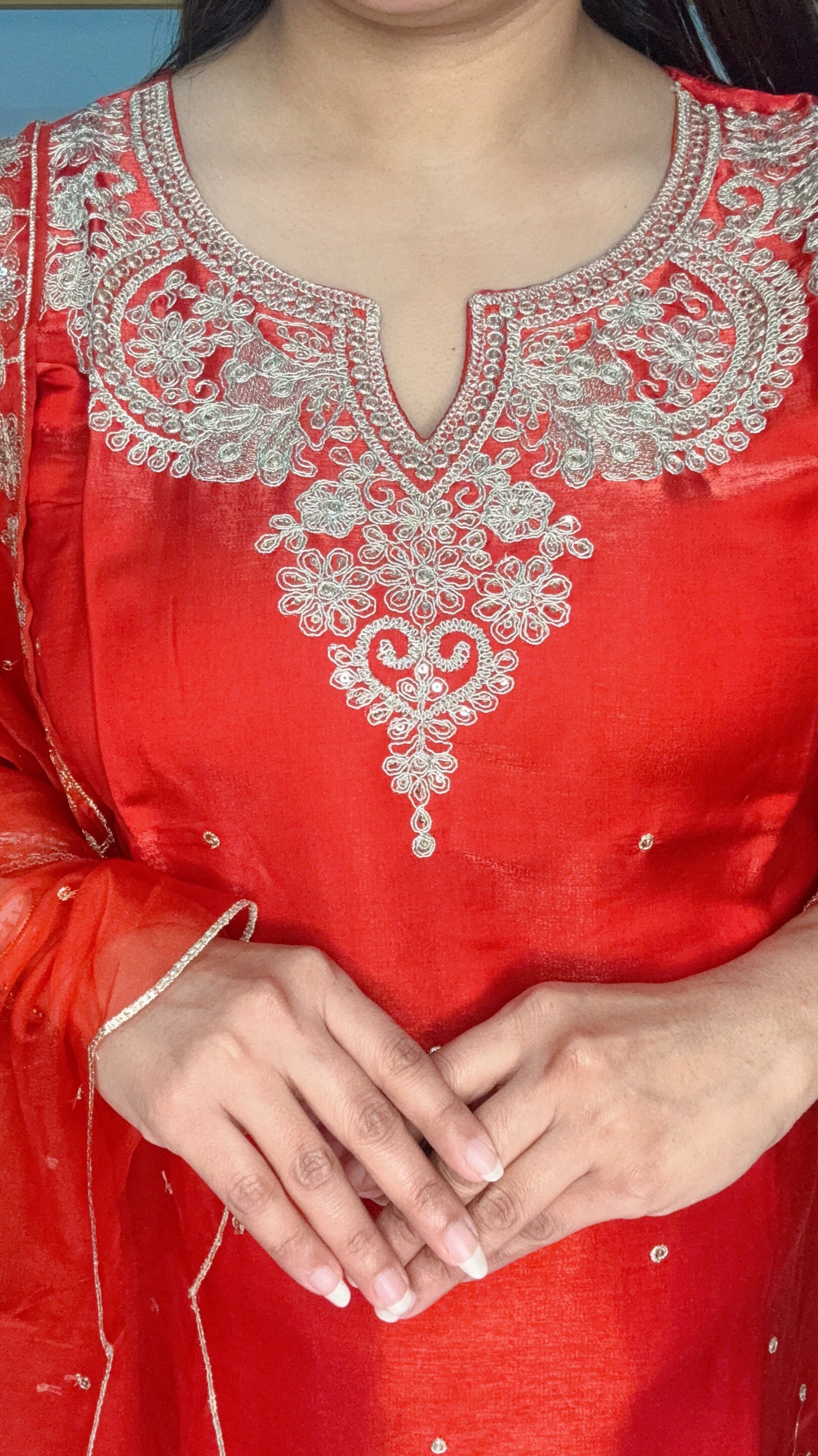 Party Wear Orange Ethnic Set