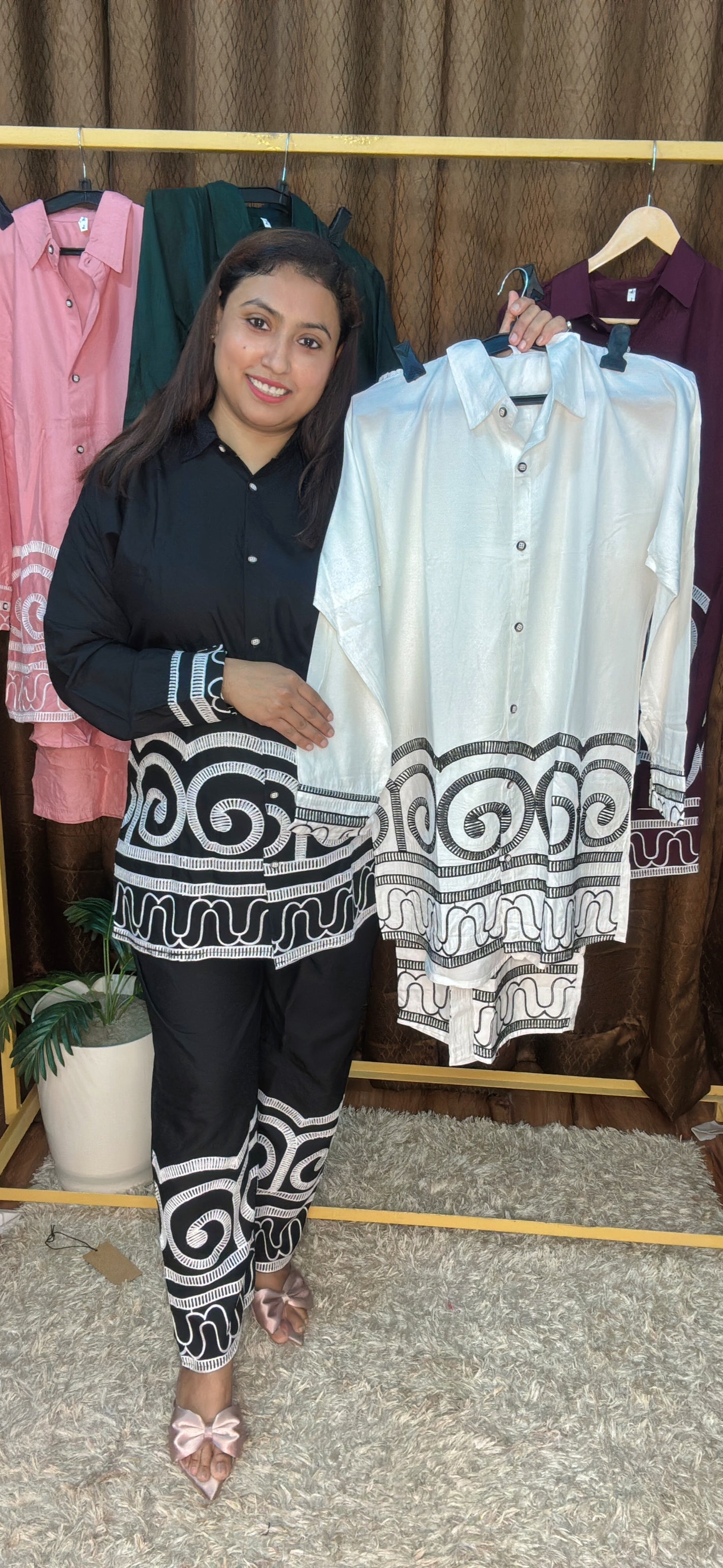 Aari White Thread Work Cord Set