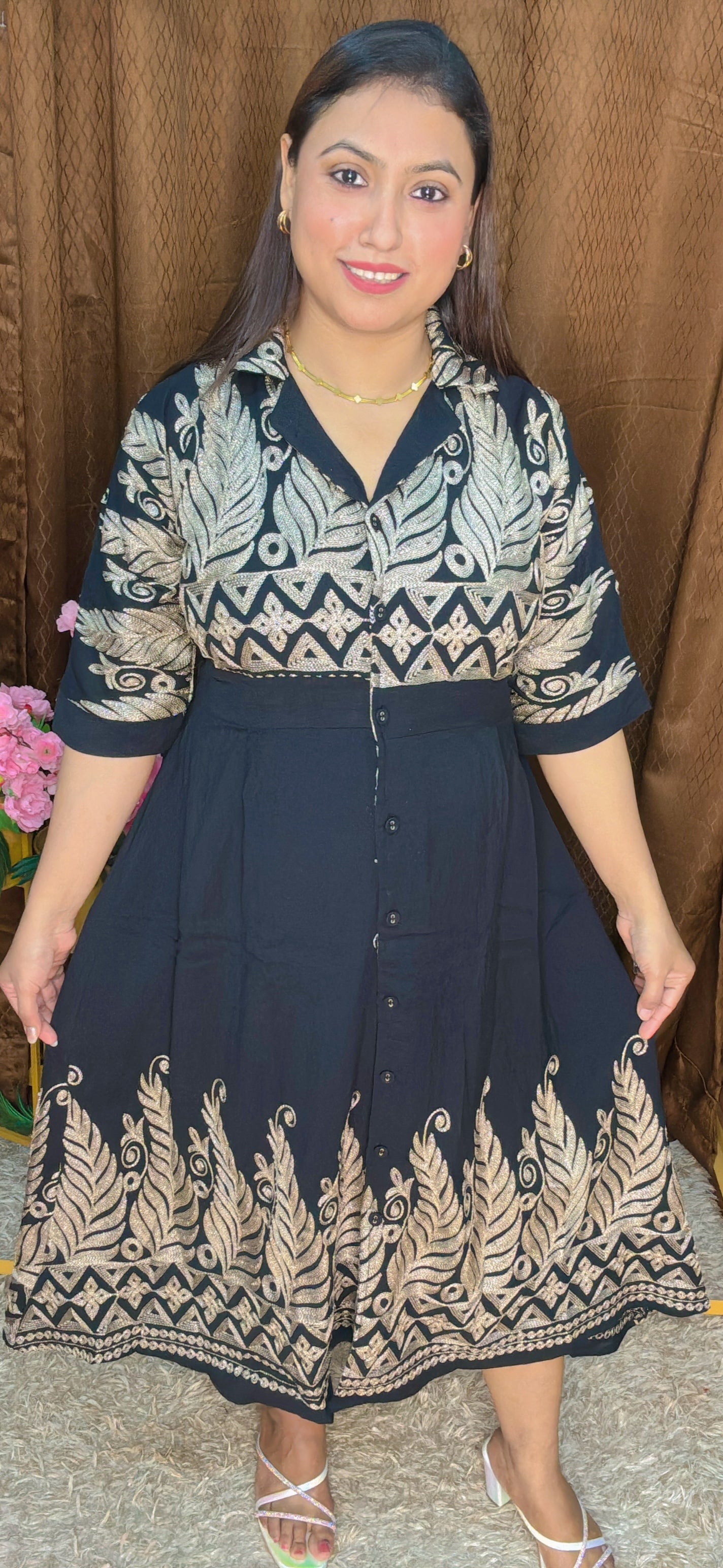 Regal Threads – Embroidered Elegance Dress