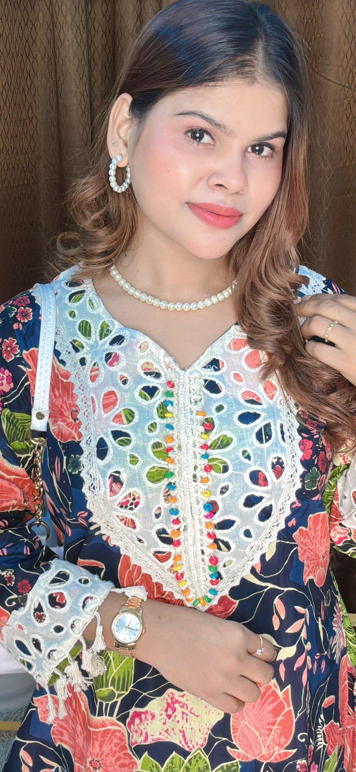 Sunshine Bloom Floral Co-ord Set with Crochet Detailing