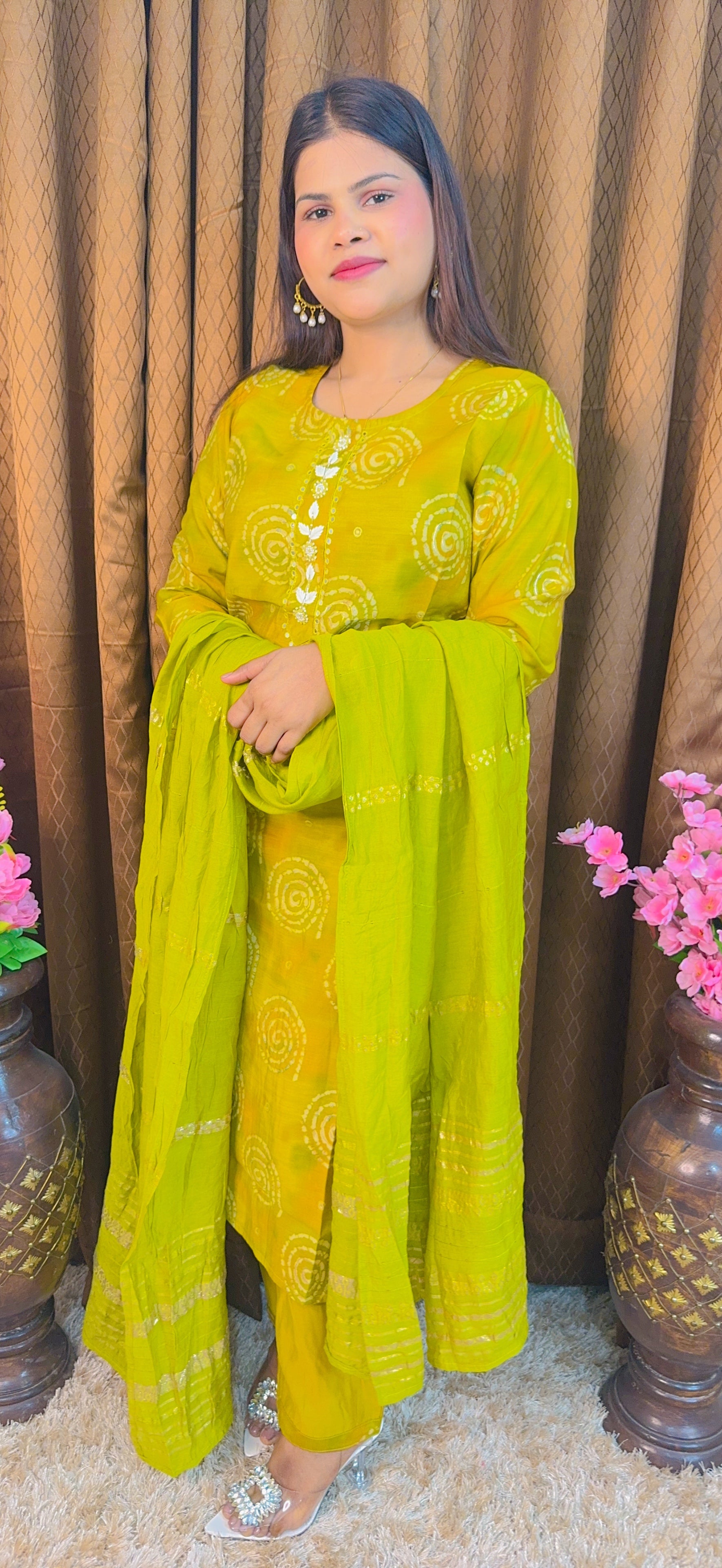 Digital Printed Silk Suit Set With Dupatta