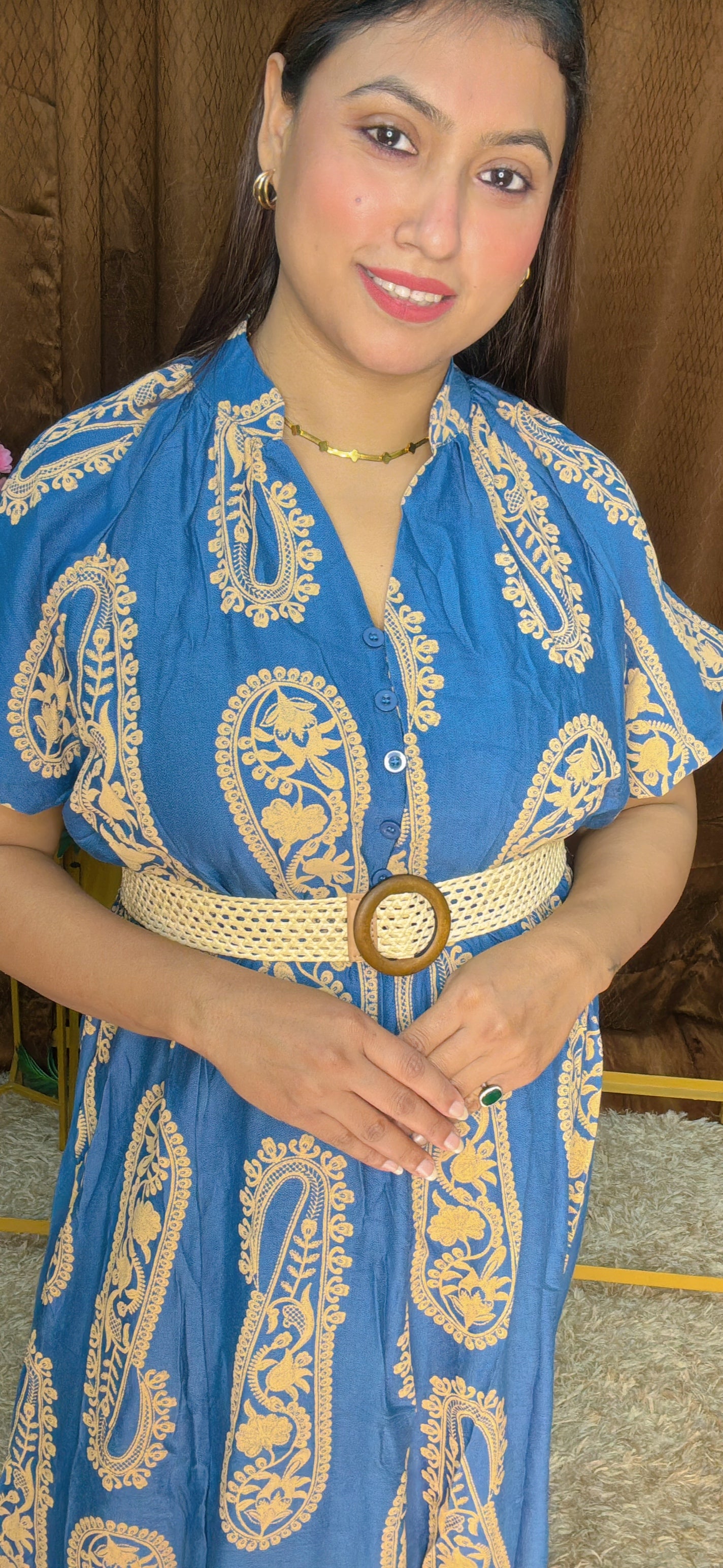 Rubber print long dress