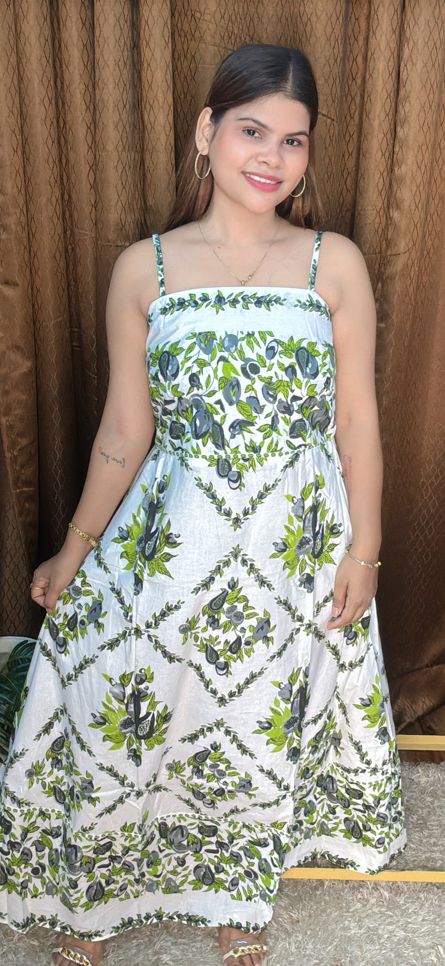 Blossom Breeze Cotton Full Length Dress