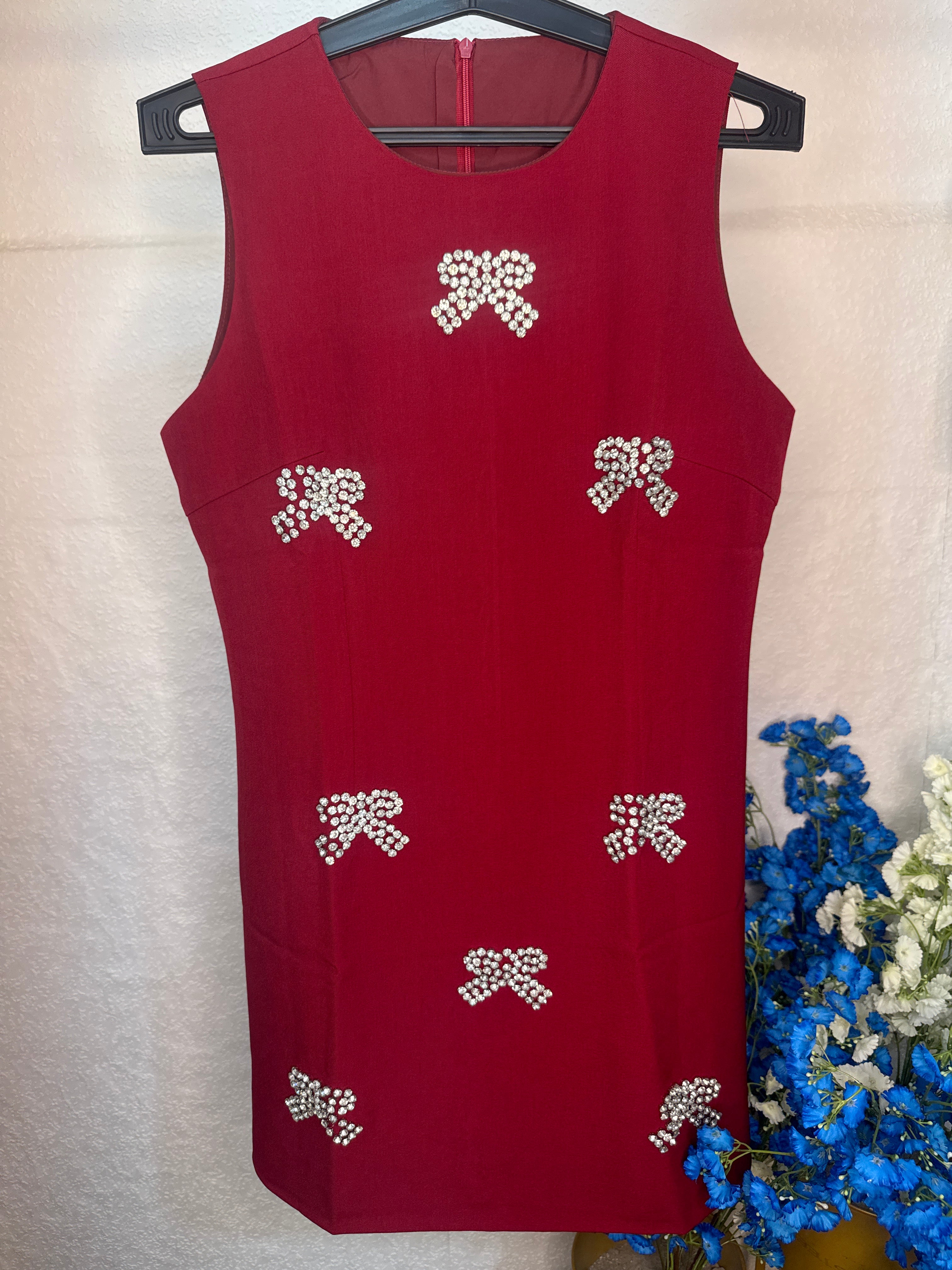 Bow Studded Short Dress