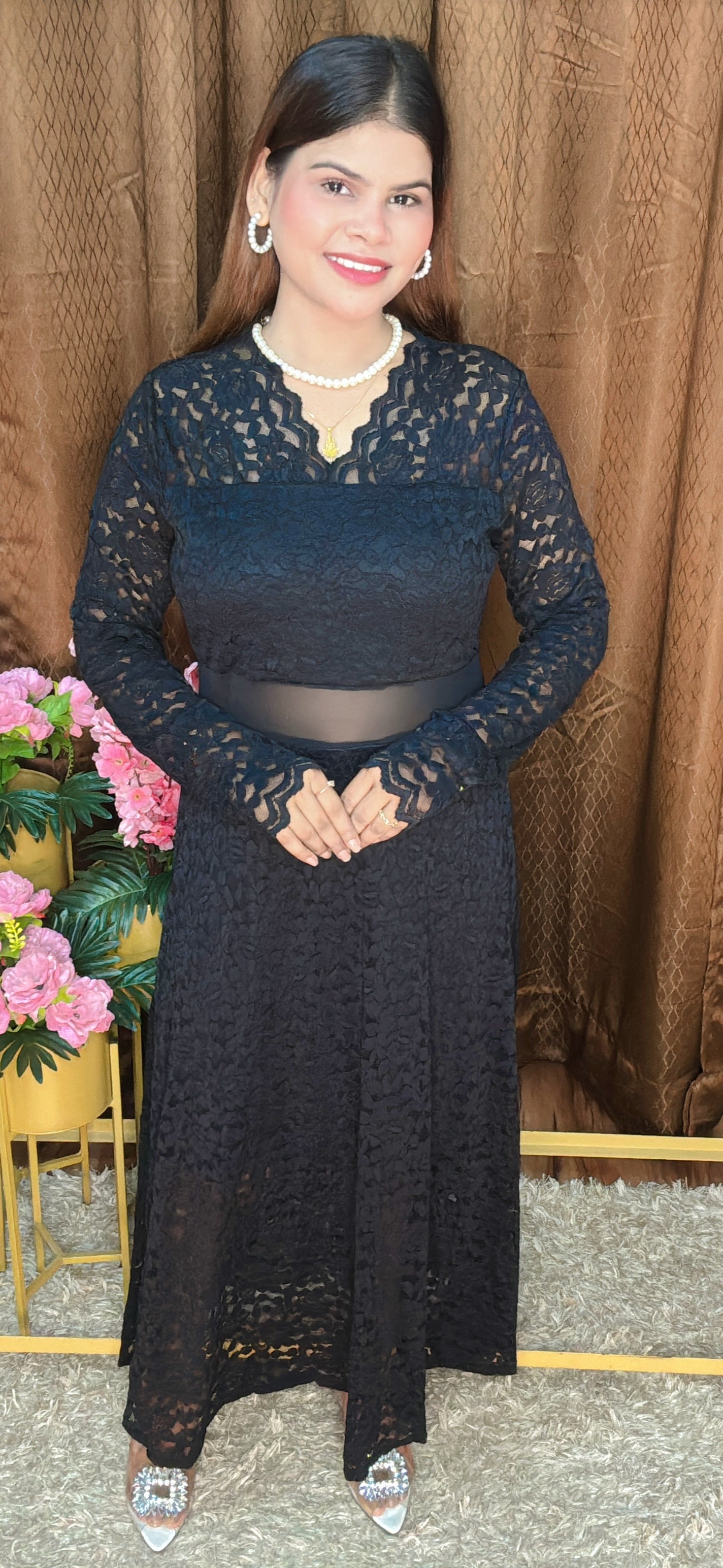 Lace Bloom full length Dress