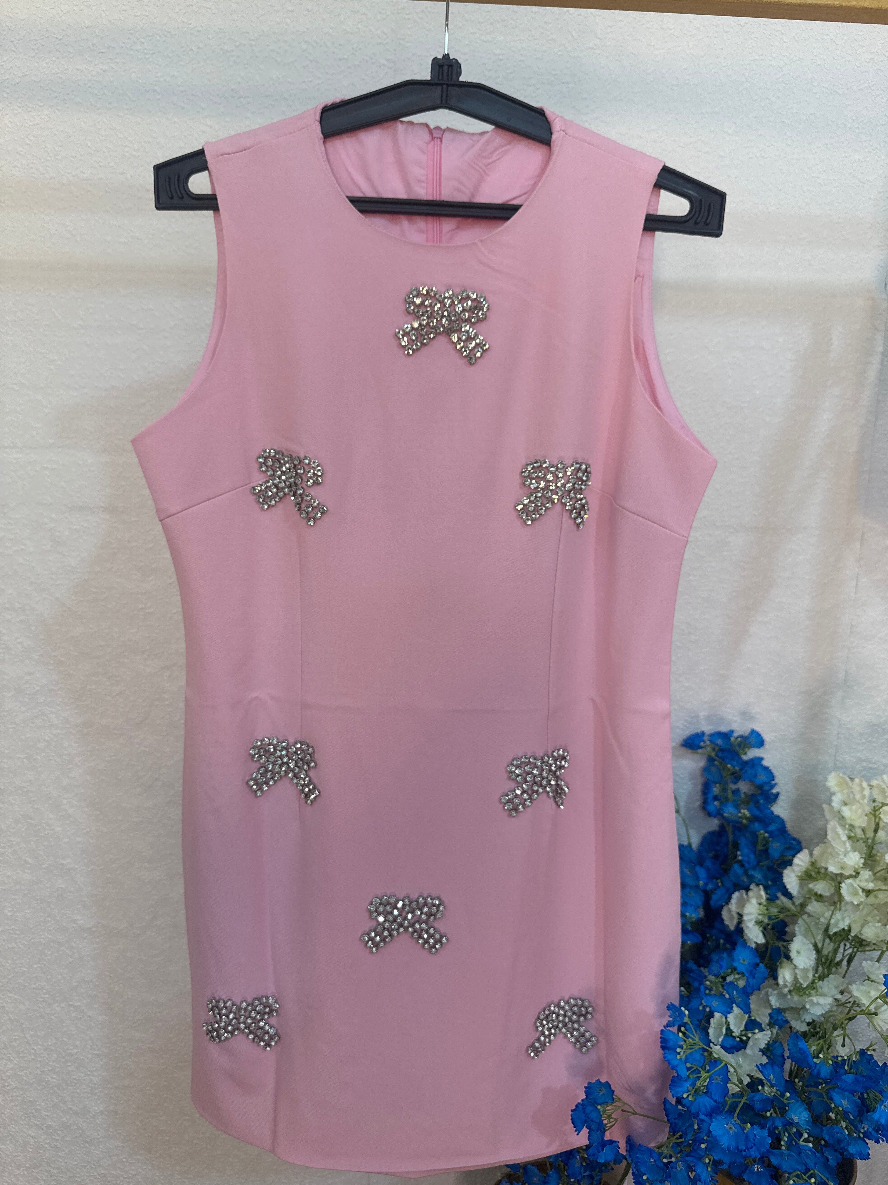 Bow Studded Short Dress