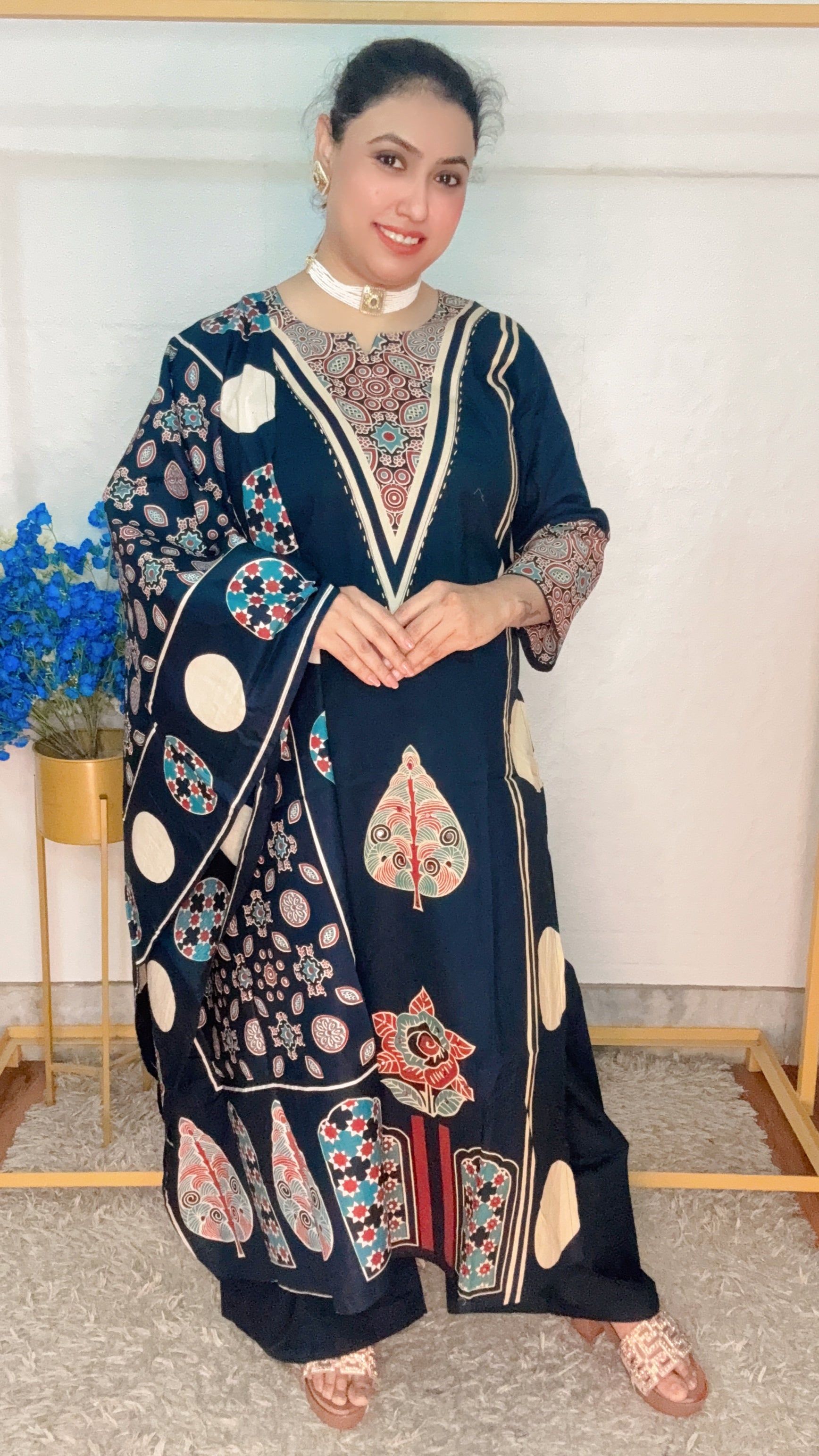 Heavy dabbu cotton digital print suit set
