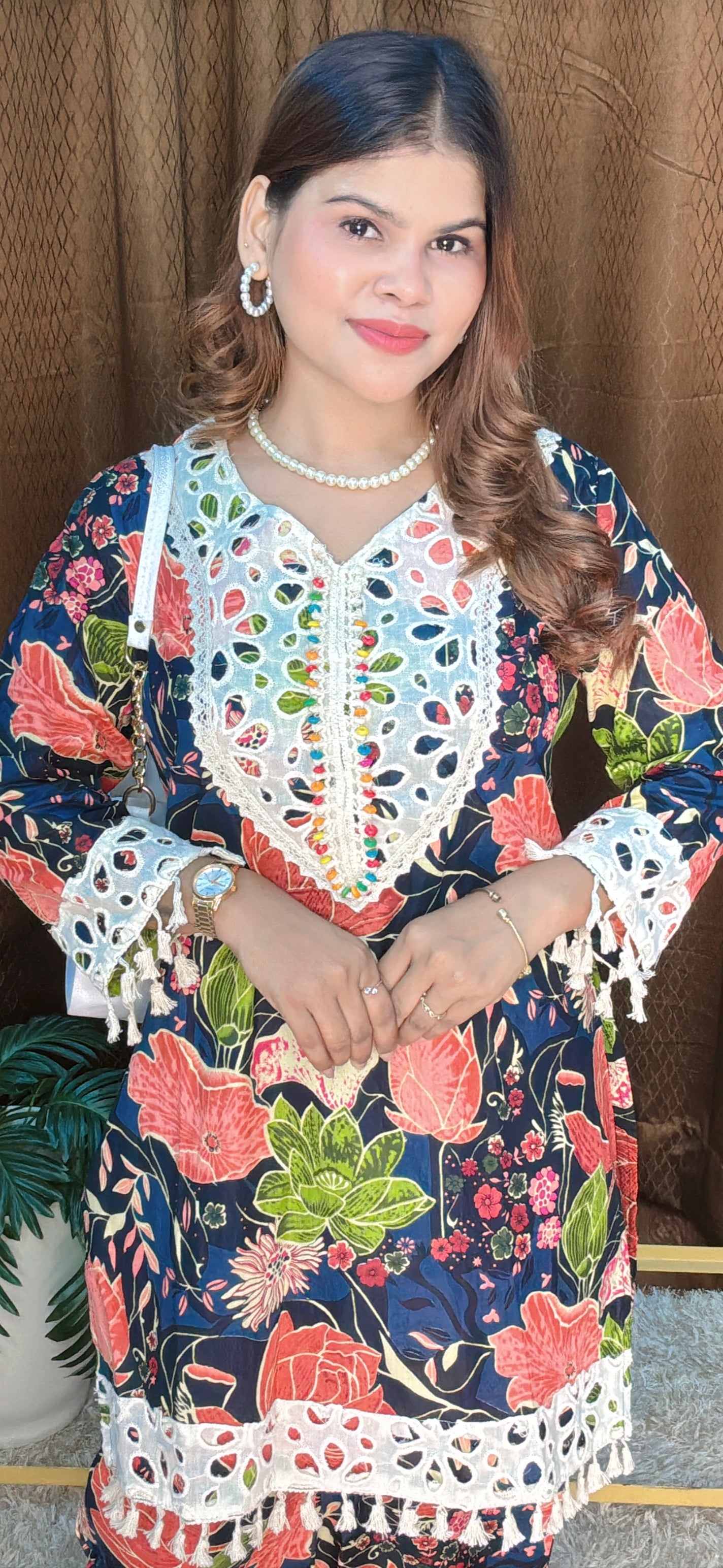 Sunshine Bloom Floral Co-ord Set with Crochet Detailing