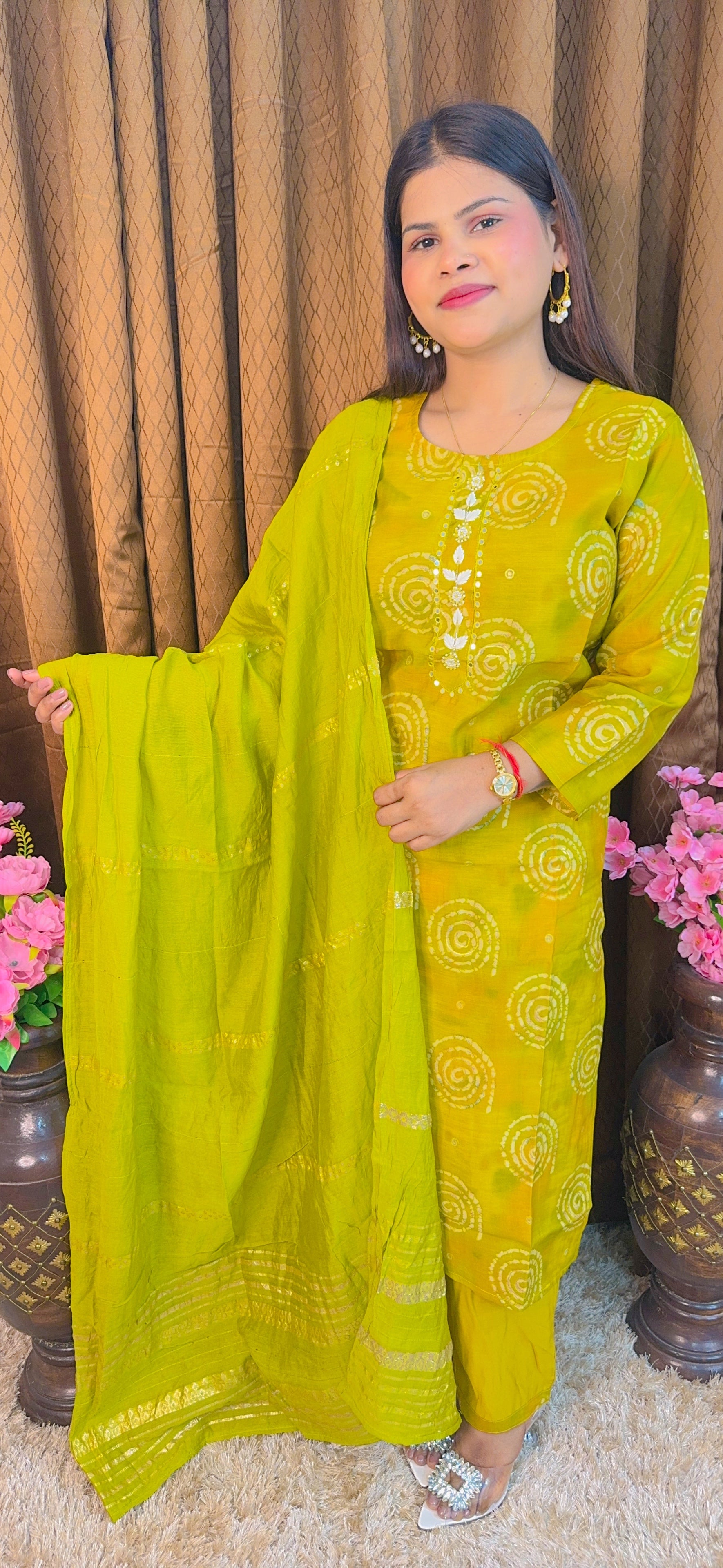 Digital Printed Silk Suit Set With Dupatta