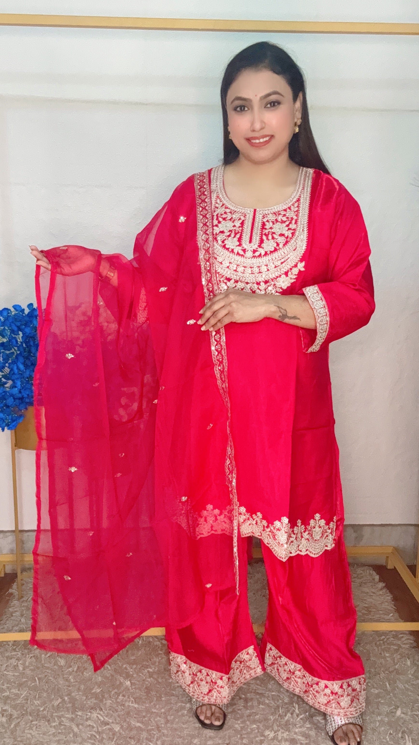 Heavy Neck Embroidery 3Pcs Party Wear Suit