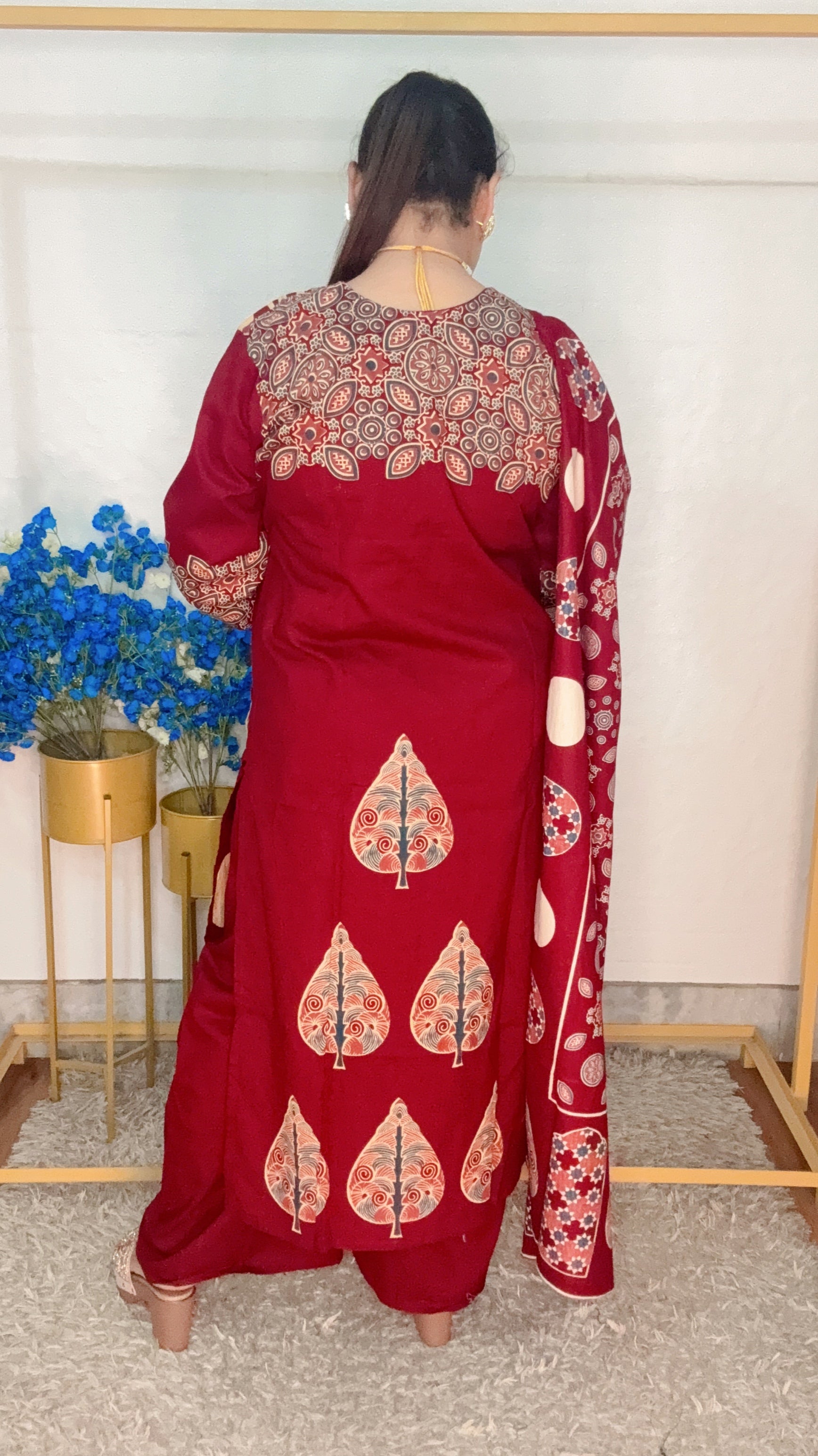 Heavy dabbu cotton digital print suit set