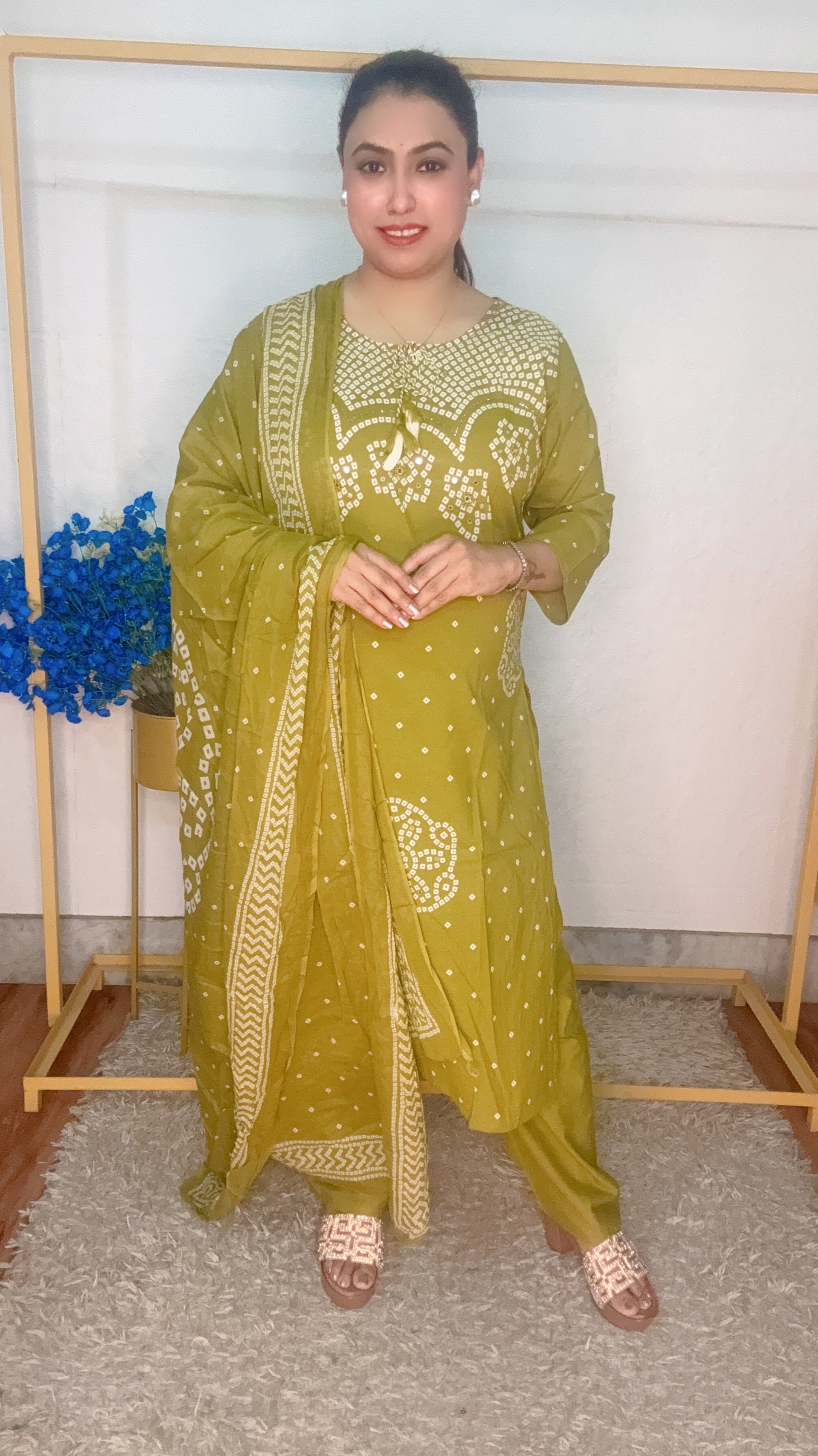 New bandhini print pure cotton suit set