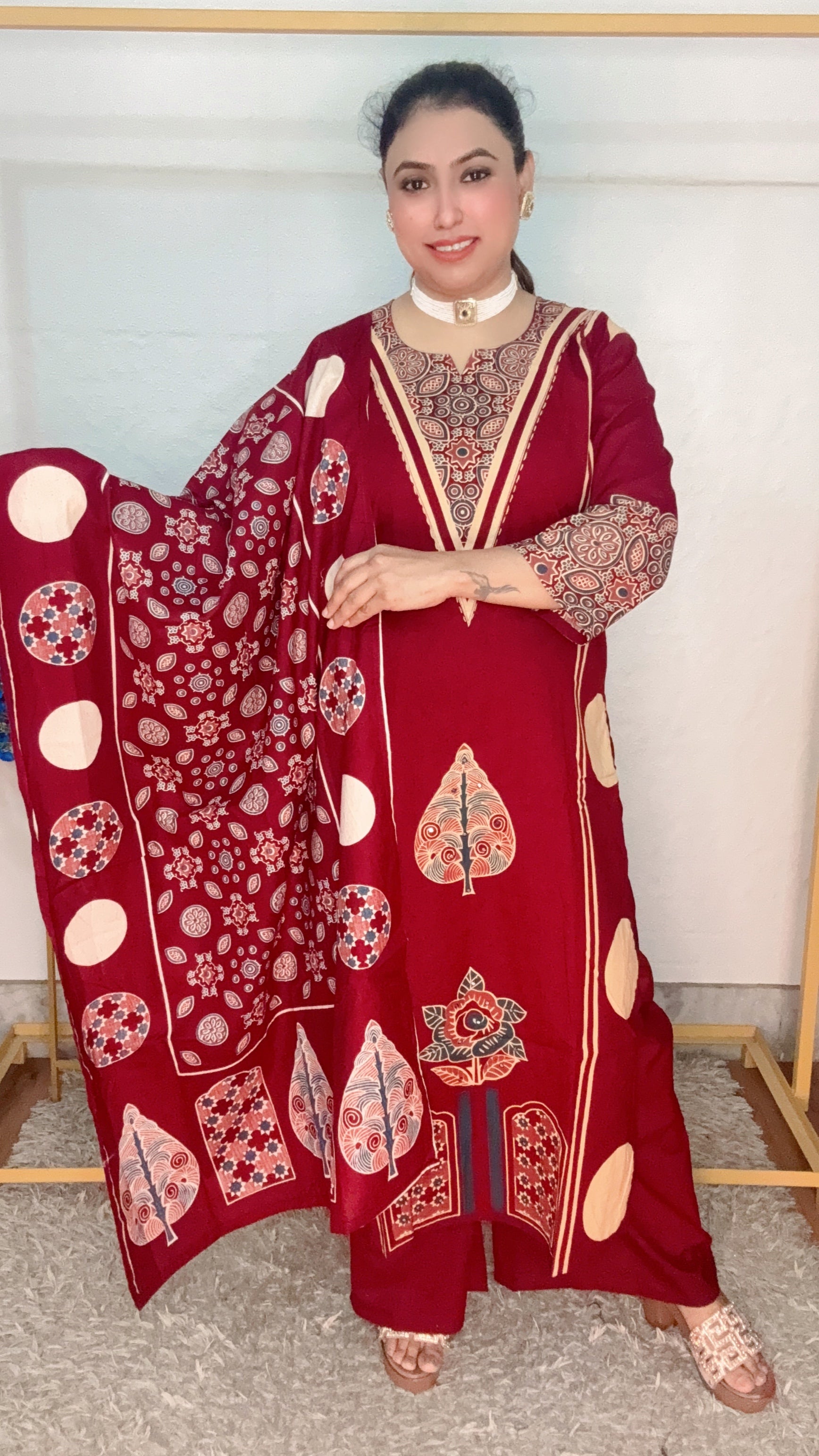 Heavy dabbu cotton digital print suit set