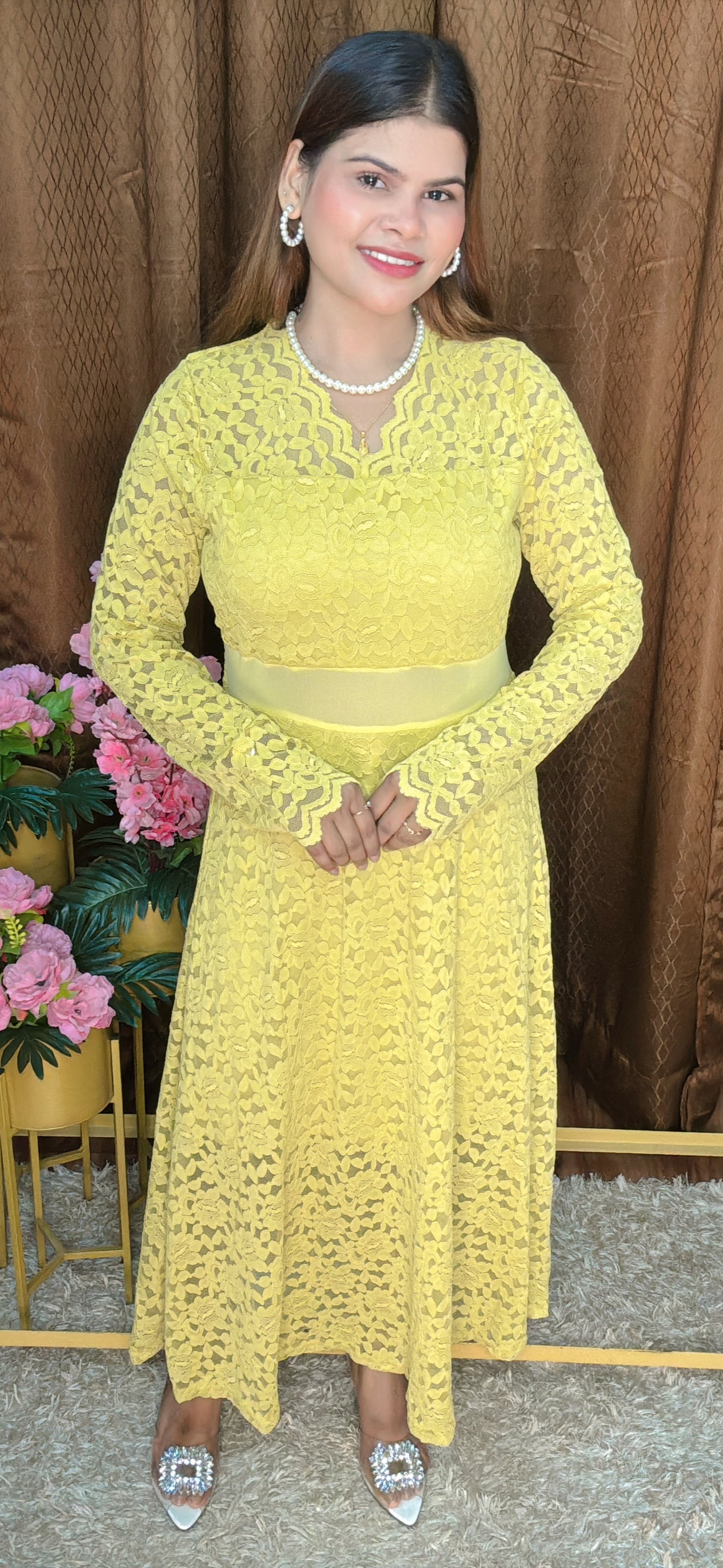 Lace Bloom full length Dress
