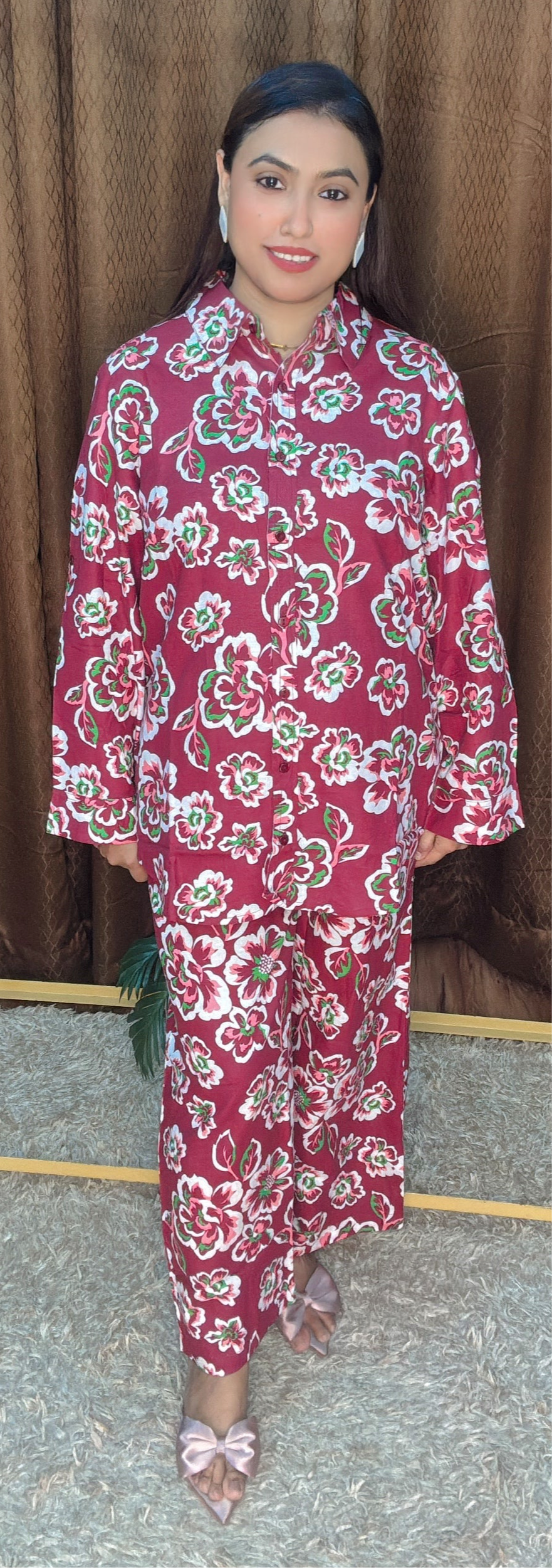 Digital floral print cord sets