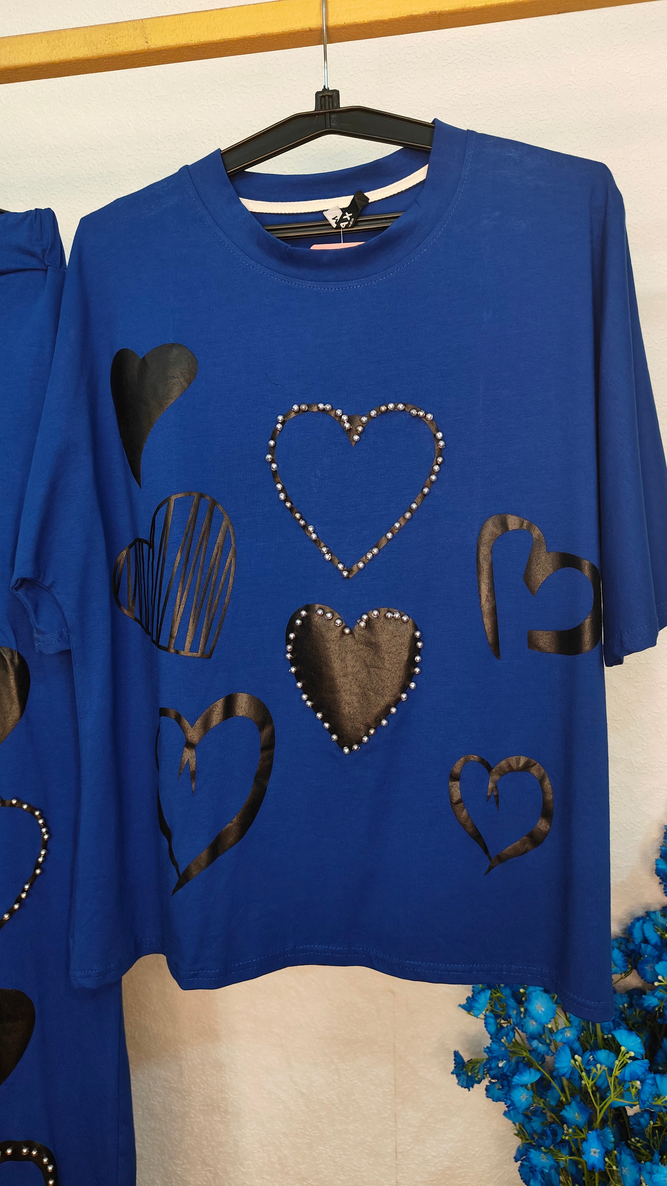 Black Heart Design With Moti Work Cord Set