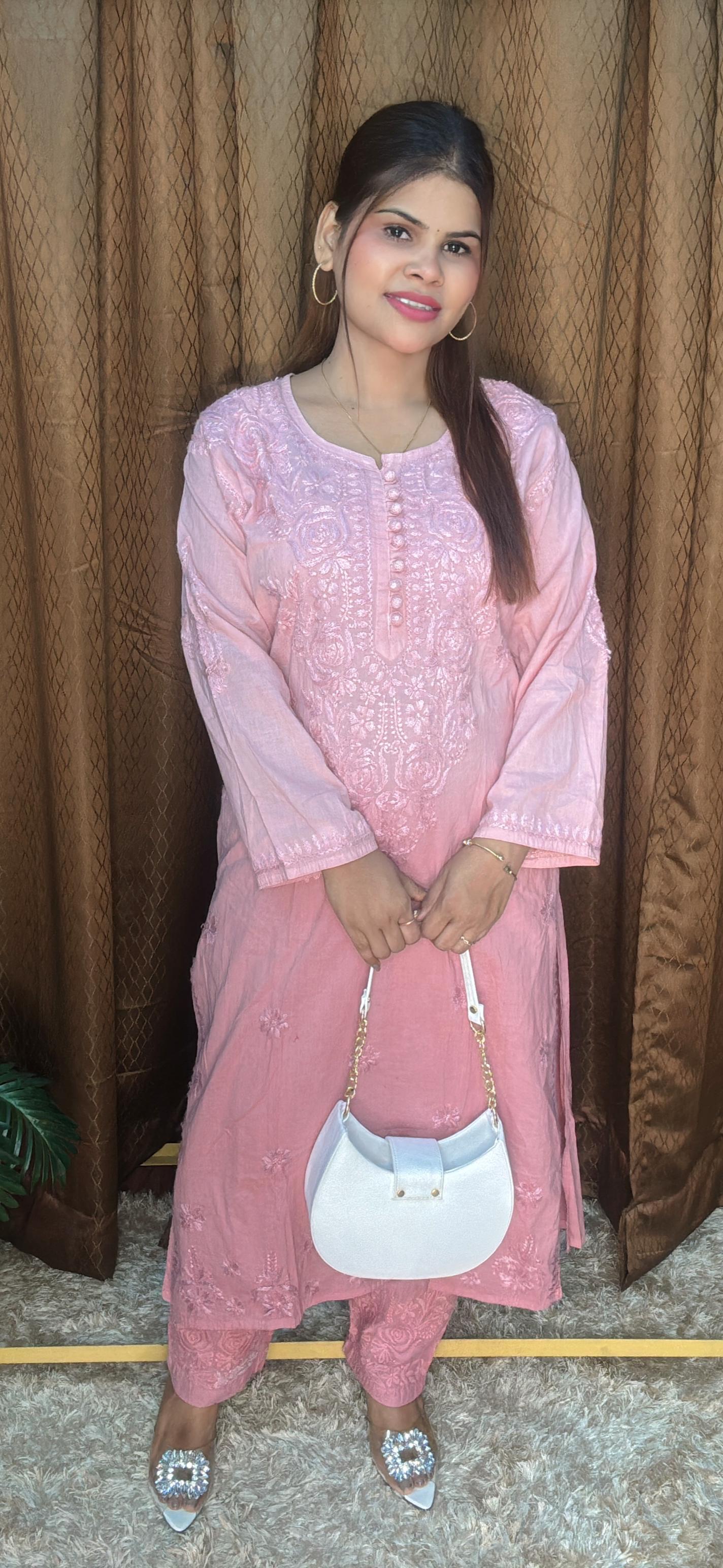 Chickenkaari Thread Work Pure Cotton Kurti Cord Set