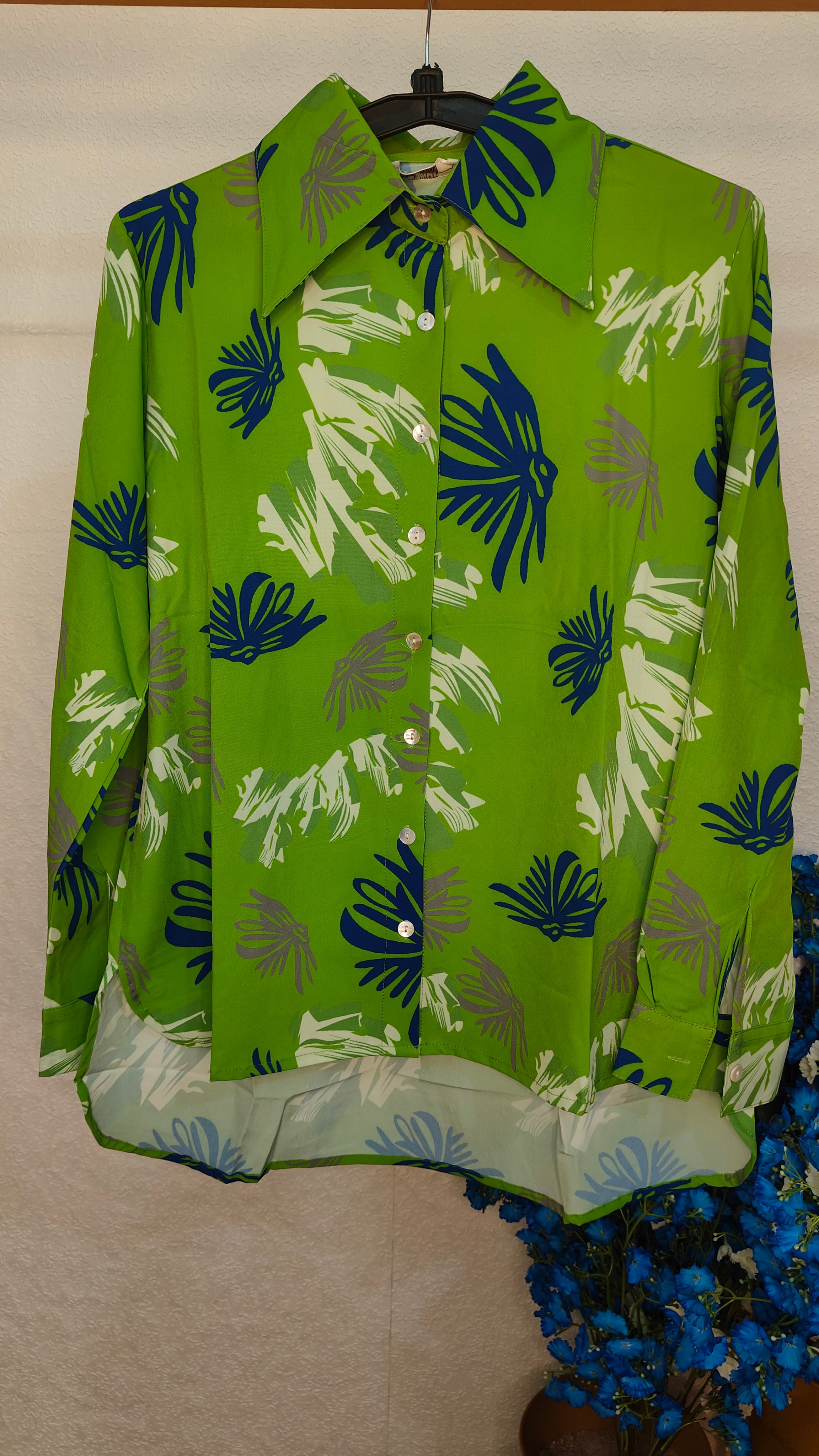 Leaf Digital Printed Crape Fabric Cord Set