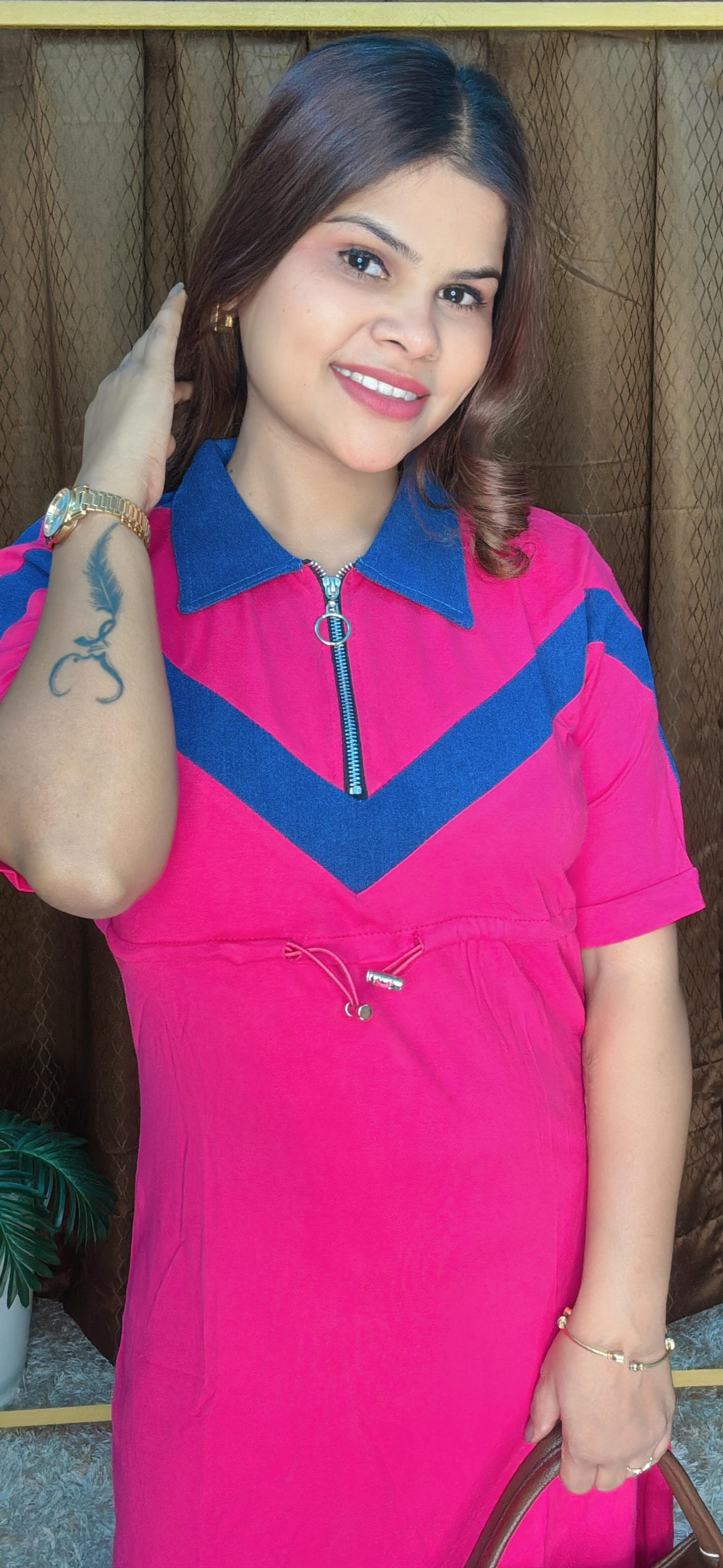 Imported fabric Long T Shirt Style Tunic Dress