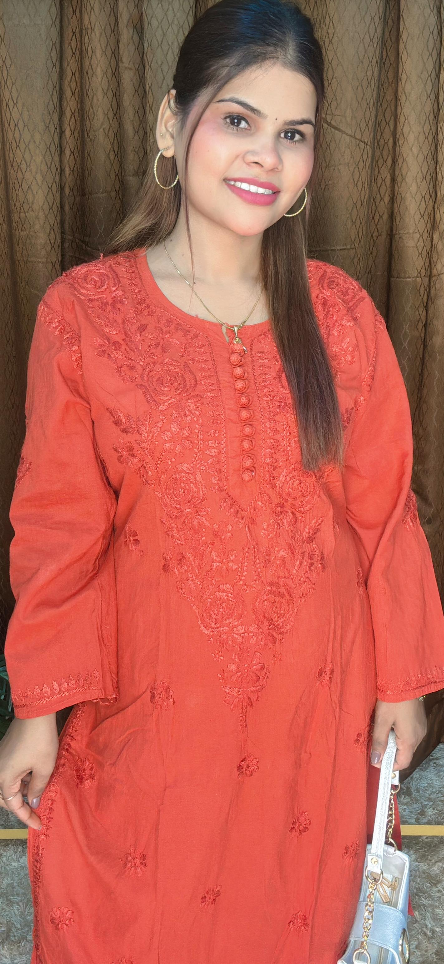 Chickenkaari Thread Work Pure Cotton Kurti Cord Set