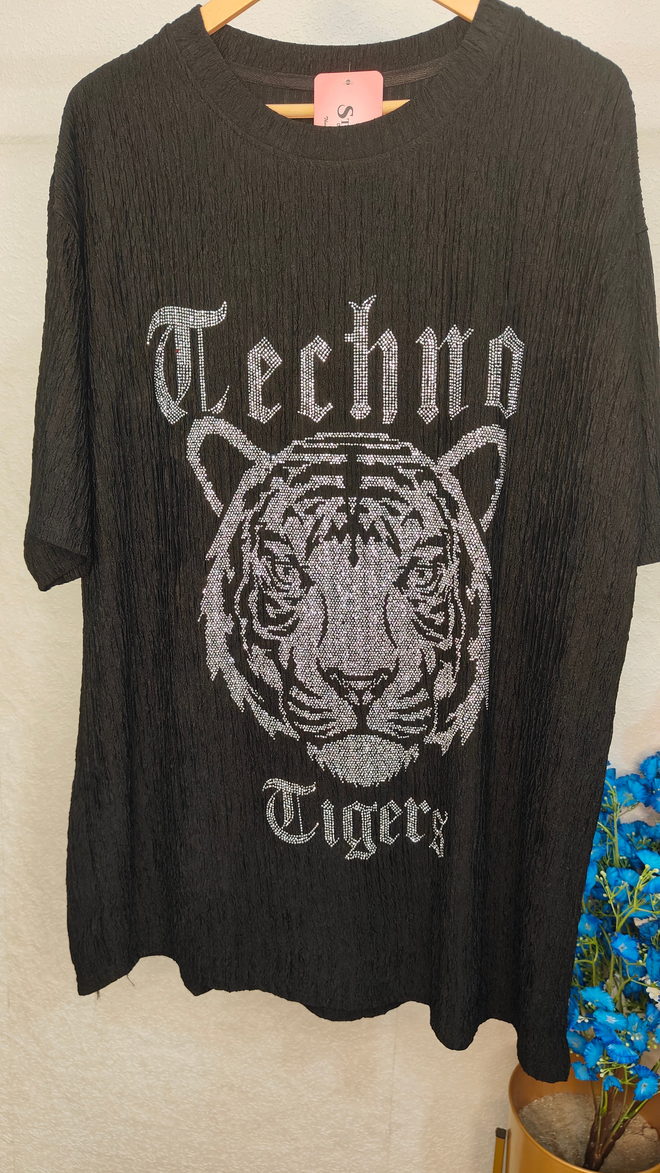 Tiger Servoski Wrinkle Fabric Long T Shirt