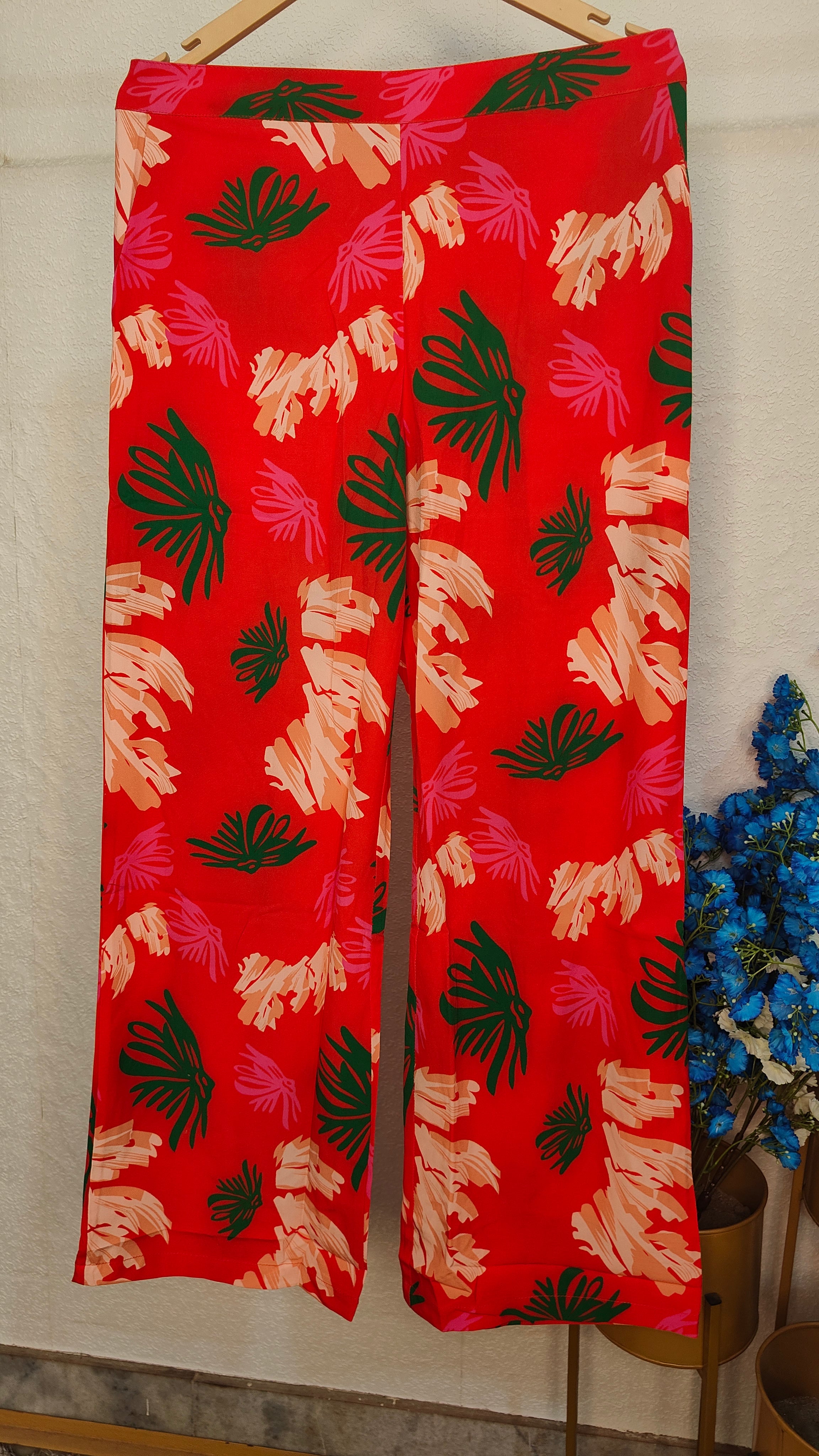 Leaf Digital Printed Crape Fabric Cord Set