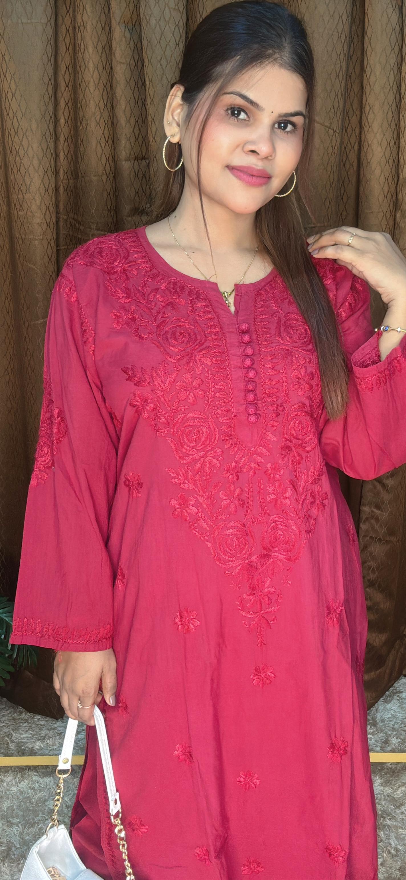 Chickenkaari Thread Work Pure Cotton Kurti Cord Set
