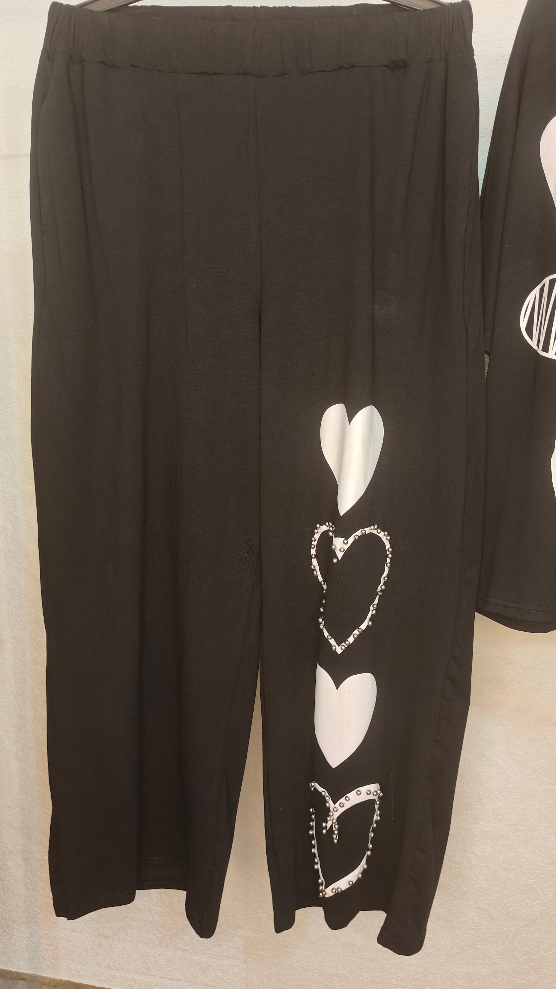 Black Heart Design With Moti Work Cord Set